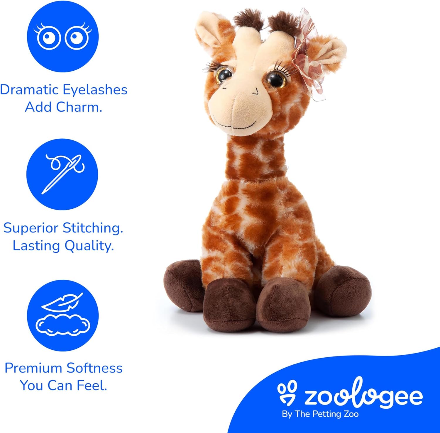 The Petting Zoo, Lash'z Giraffe Stuffed Animal, Gifts for Girls, Plush Toy 12 inches
