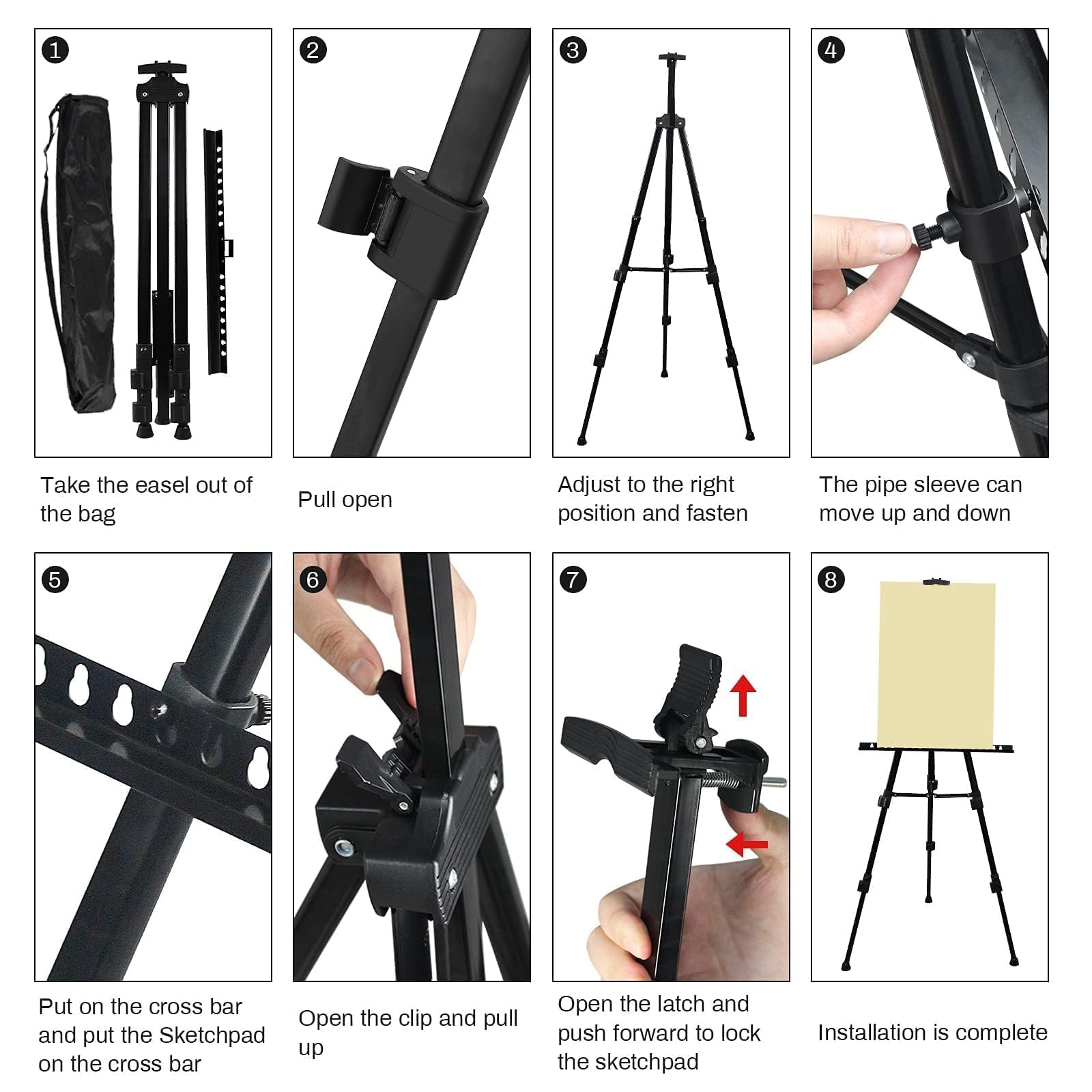 RRFTOK Easel Stand for Sign and Painting: Art Portable Adjustable Metal Tripod Easels for Display Height from 17 to 66 Inch -Canvas Stand for Table-Top/Floor Paint - Gifts for Teens Art Supplies