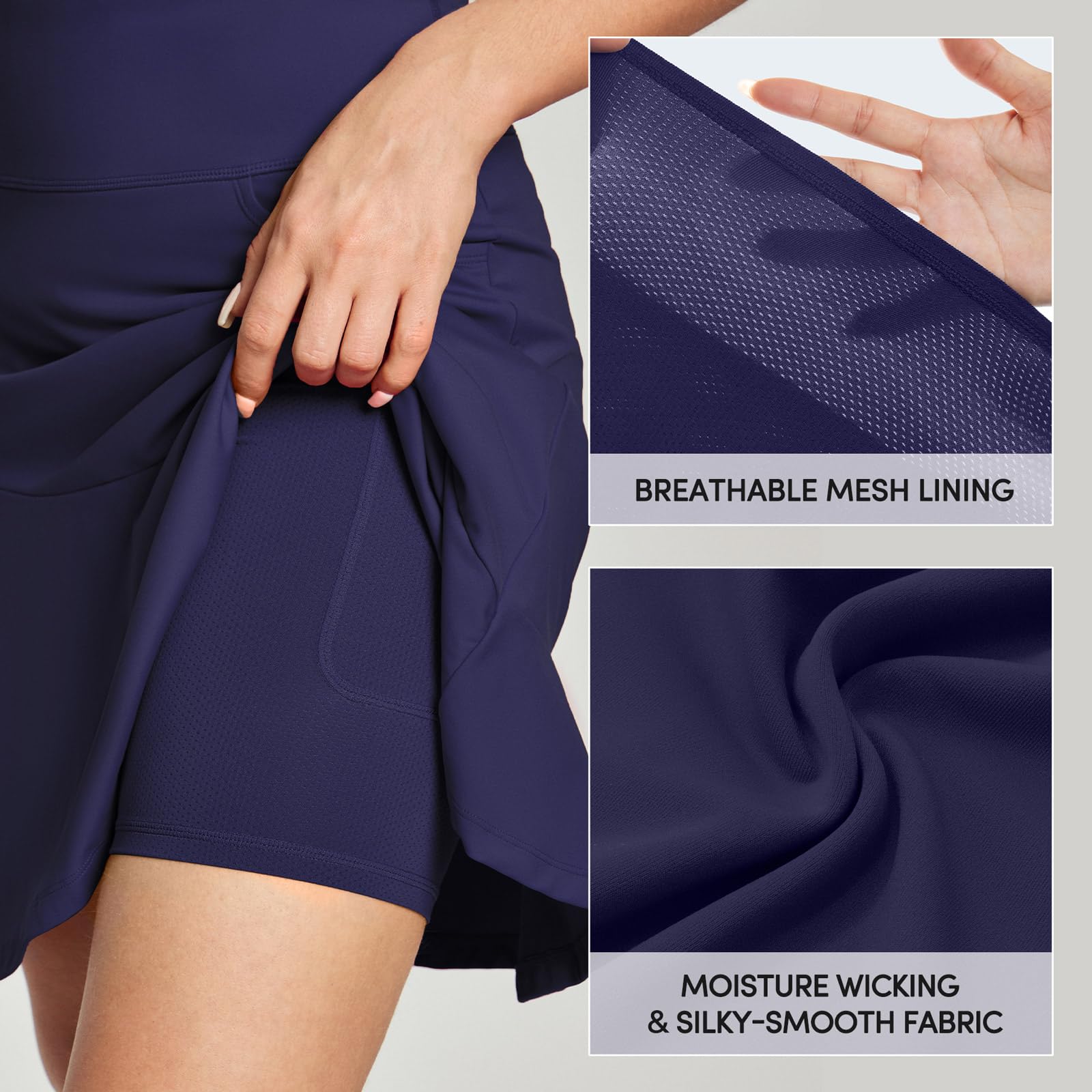 IUGA Ruffle Knee Length Skorts for Women with Pockets High Waisted Skirt with Shorts Underneath for Golf Athletic 20''
