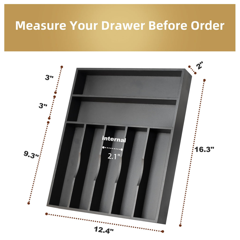 Acacia 4 Slot Silverware Drawer Organizer - Cutlery Holder with Flatware Tray