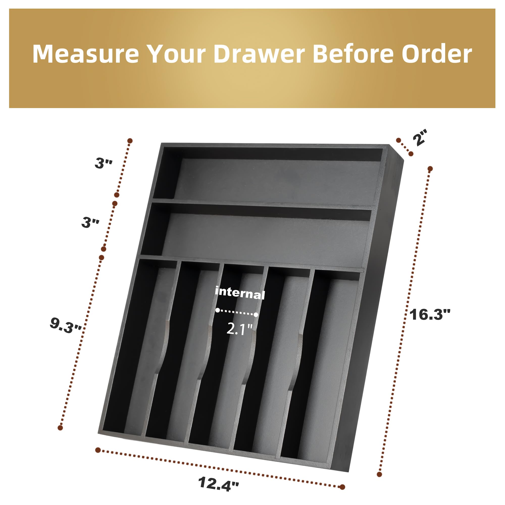 Acacia 4 Slot Silverware Drawer Organizer - Cutlery Holder with Flatware Tray