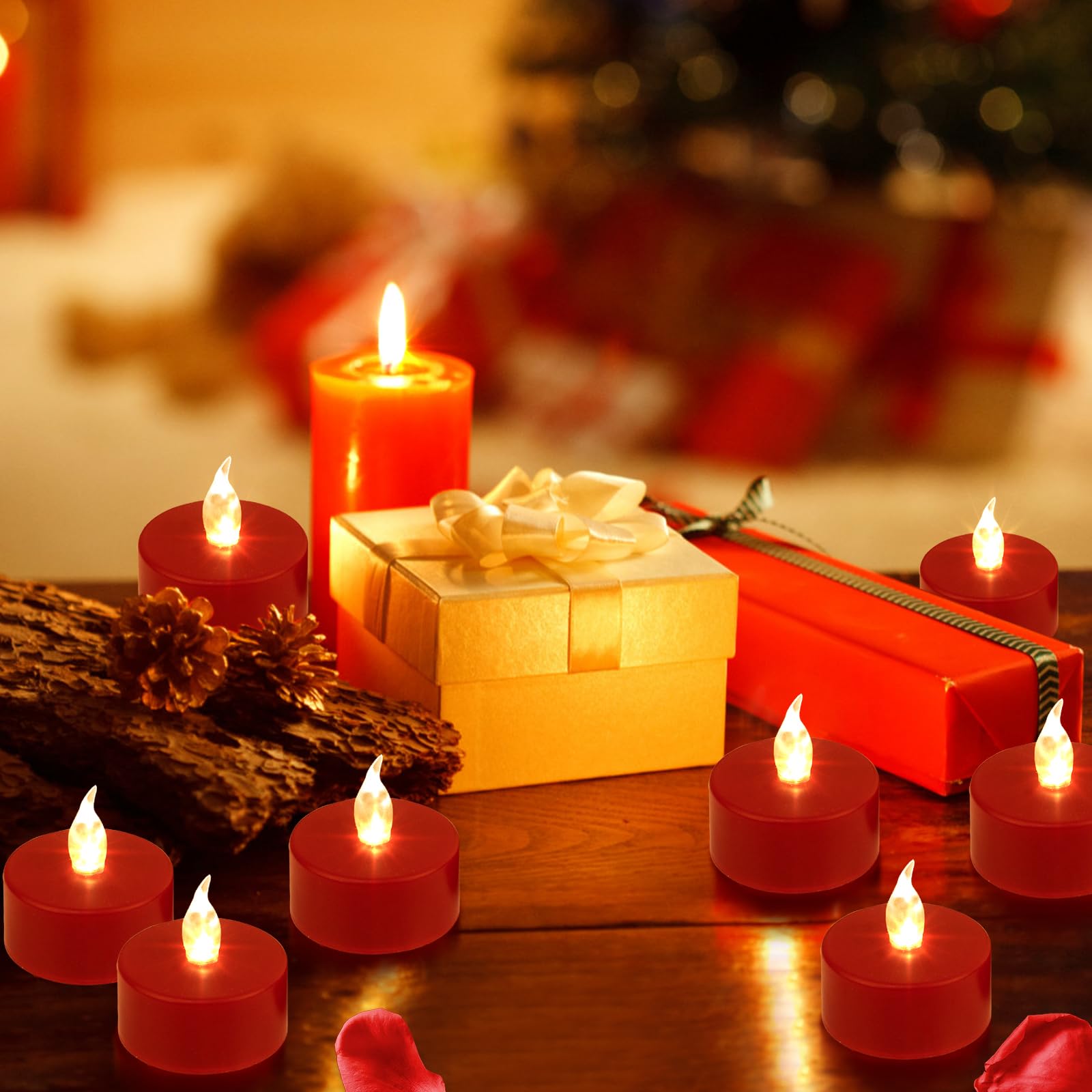 Tea Light Candles with Remote Control,Flickering Flameless LED Candle,Long Lasting 400+Hours,Battery Operated with Timer for Home Decoration Seasonal &Festival Celebration Warmyellow (5pcs)