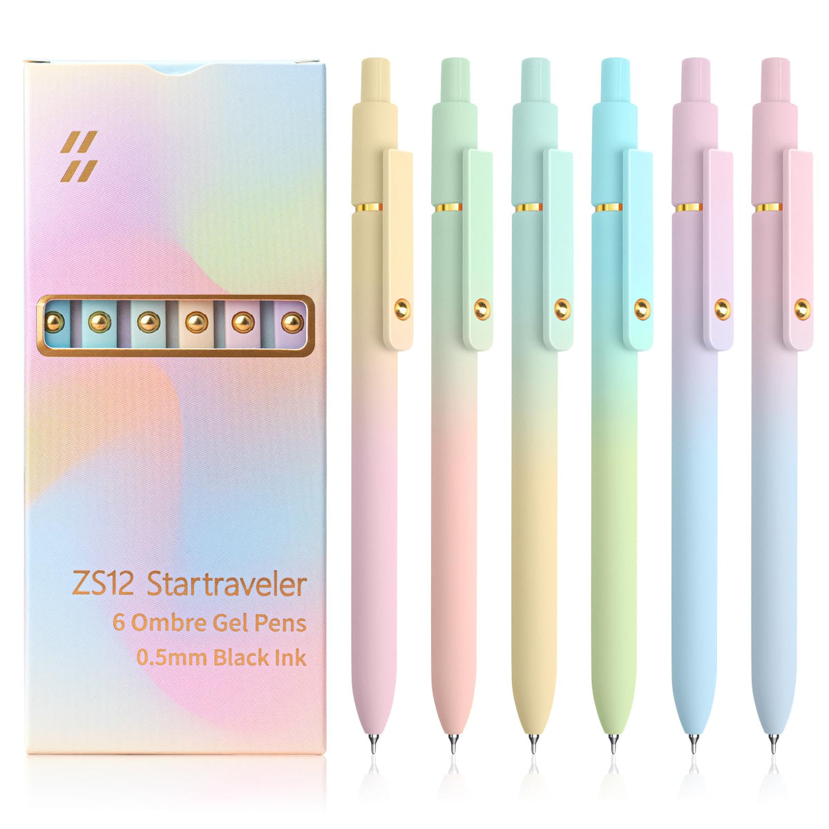 UIXJODO 12 Pcs Gel Pens 0.5mm Quick Dry Black Ink Pens Fine Point Smooth Writing Pens, Cute Office and School Supplies Gifts for Women Teacher Students (12 Pcs Morandi and Vintage Gold)