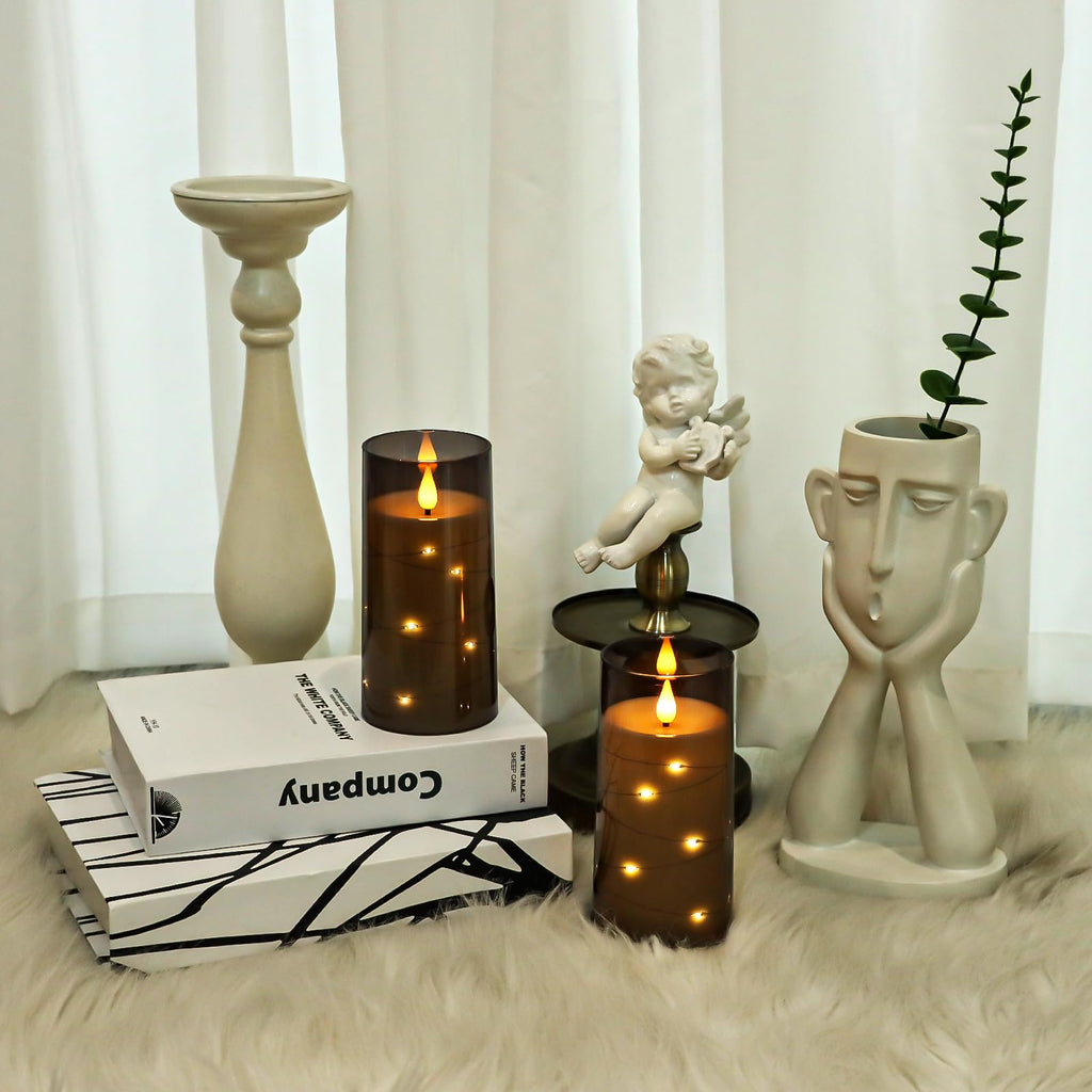 Aignis 12-Pack Waterproof Flameless Candles, 2.2" Slim Plastic Battery Operated LED Pillar Candles with 2 Remotes & Timers, Melt-Proof Fake Electric Candles for Outdoor Patio, Wedding, Home Decor