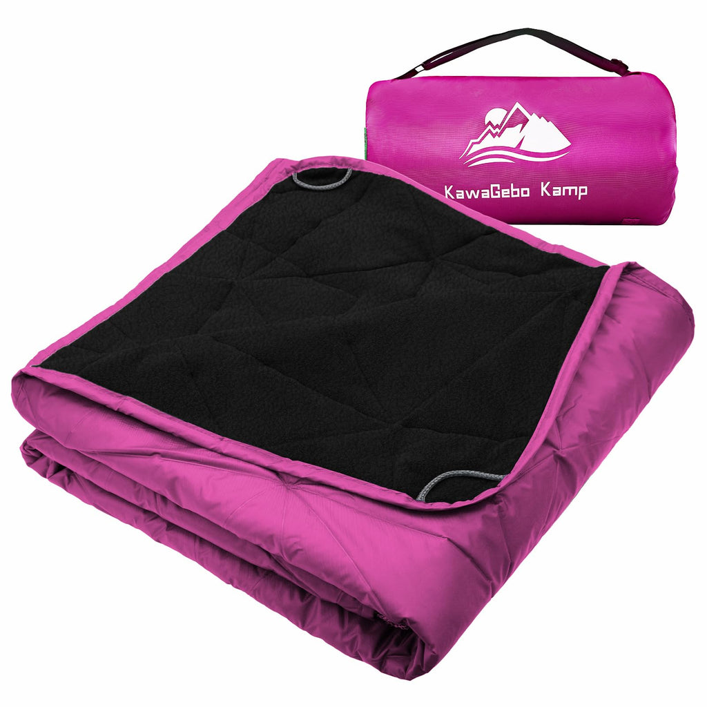 Large Outdoor Waterproof Blanket Extra Thick Fleece Stadium Blanket for Camping, Car, Pet, Picnics - Windproof, Wearable, Machine Washable 80" x 58" (Black Check)
