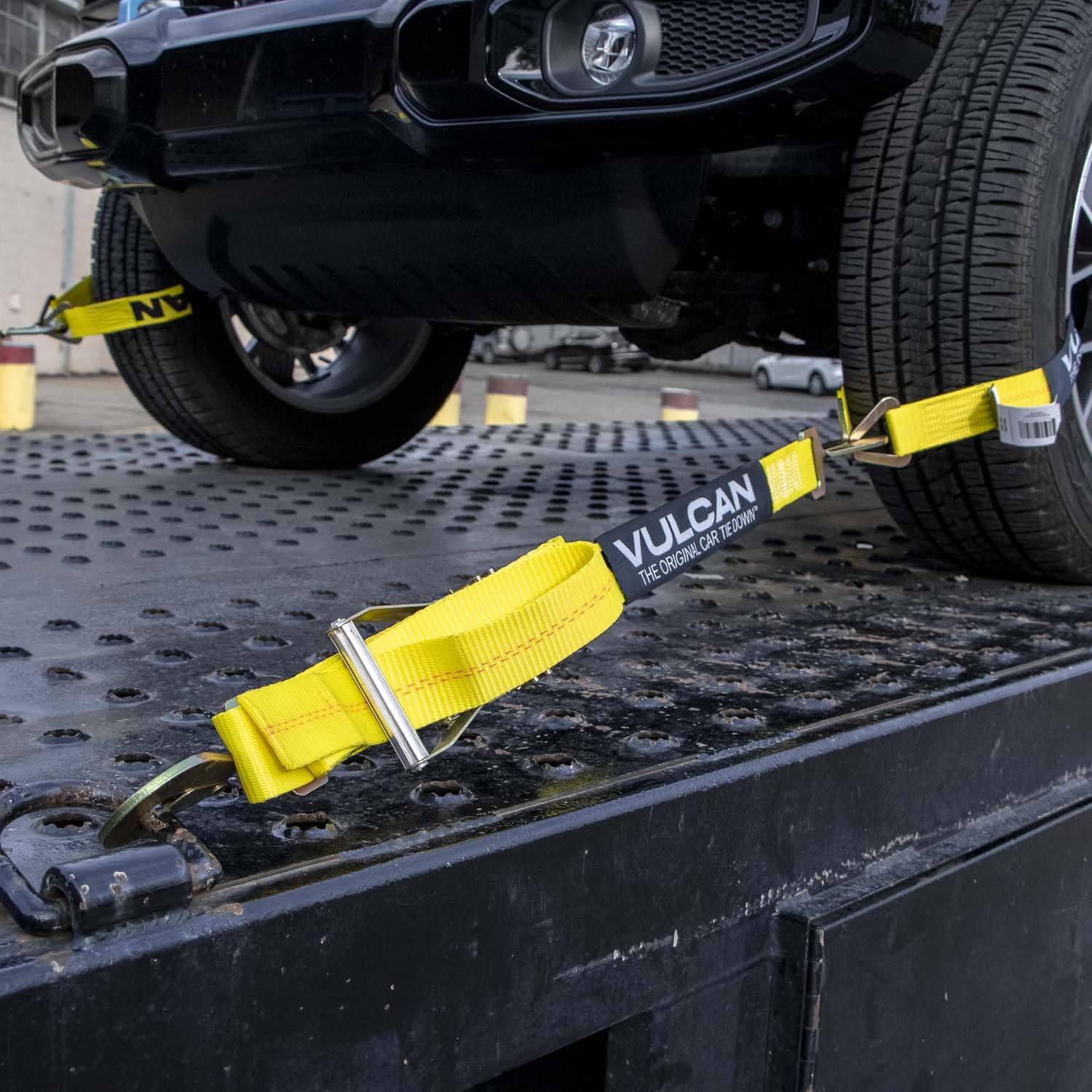 VULCAN Complete Axle Strap Tie Down Kit with Snap Hook Ratchet Straps - Classic Yellow - Includes (4) 22 Inch Axle Straps, (4) 36 Inch Axle Straps, and (4) 8' Snap Hook Ratchet Straps