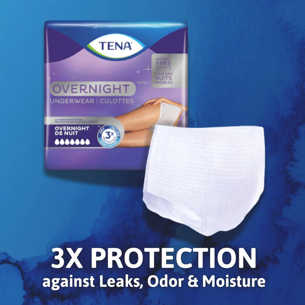 TENA Adult Incontinence, Discrete Disposable, Underwear, Comfortable Fit, Overnight Protection, Unisex, Medium (M), 12 Count