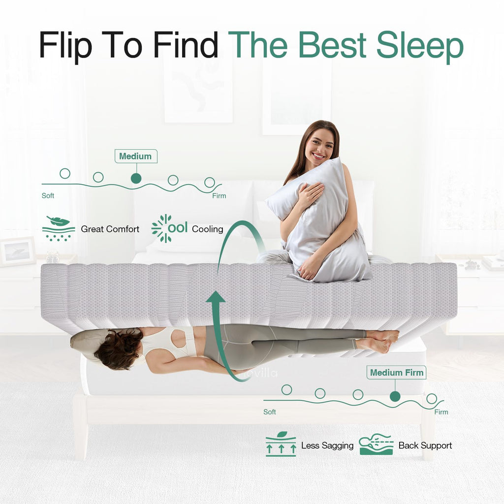 Novilla 12 Inch Queen Size Mattress in a Box with Advanced Cooling Gel Memory Foam Bed with Charcoal Support Layer, Medium-Firm Pressure Relief & Motion Isolation for Balanced Support