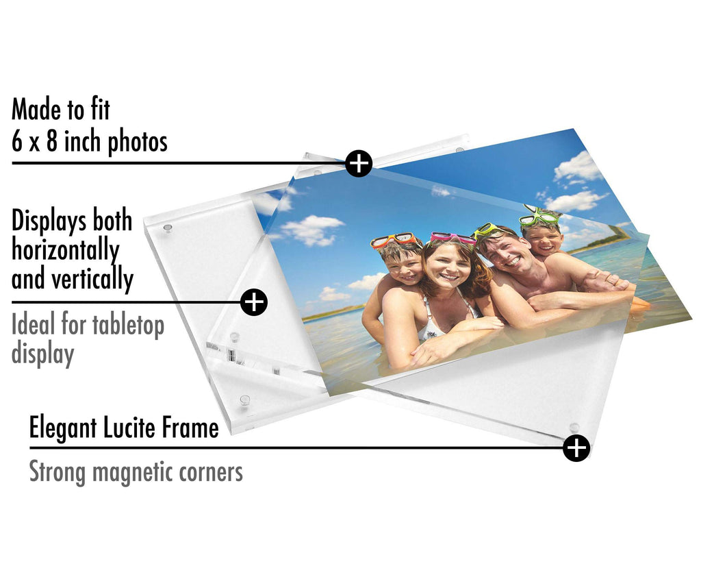 Americanflat 3.5x5 Acrylic Picture Frame - Double Sided Frames with Magnetic Corners - Transparent Acrylic Frames for Desk or Tabletop Display - 3.5x5 Picture Frame with Microfiber Cloth Included
