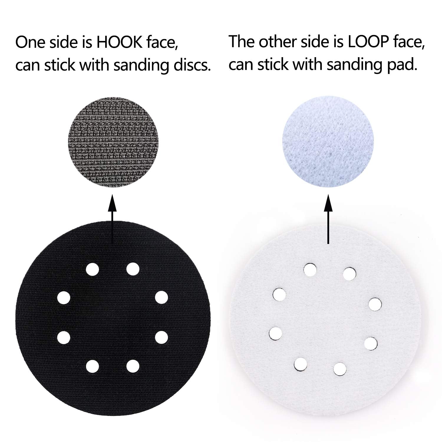 5 Pack 5 Inch 8 Holes Soft Density Interface Pads Hook and Loop 5" Sponge Cushion Buffer Backing Pad (Set of 5)