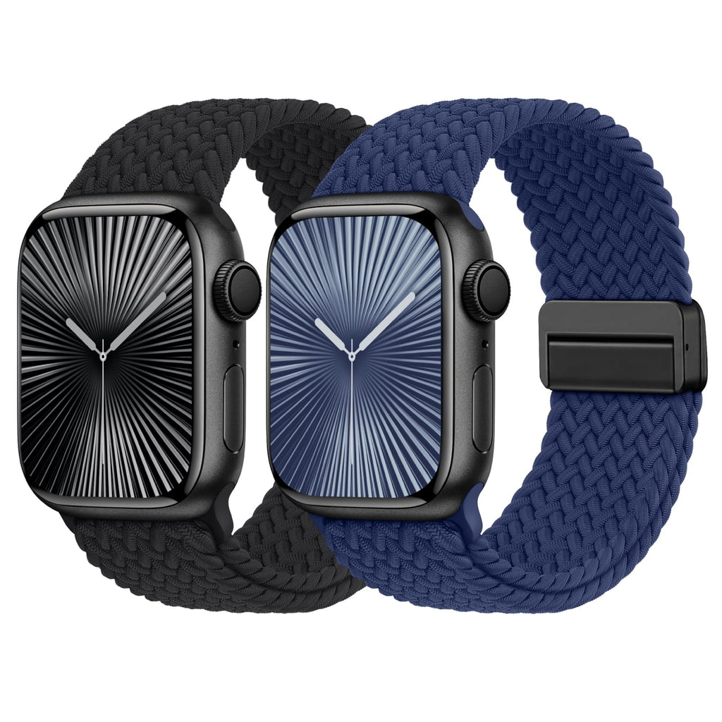 Braided Stretchy Bands with Magnetic Clasp Compatible for Apple Watch Band 38mm 40mm 41mm 42mm 44mm 45mm 46mm 49mm Women Men, Nylon Sport Solo Loop for iWatch Series 11 10 9 8 7 6 5 4 3 Ultra 3 2 1 SE