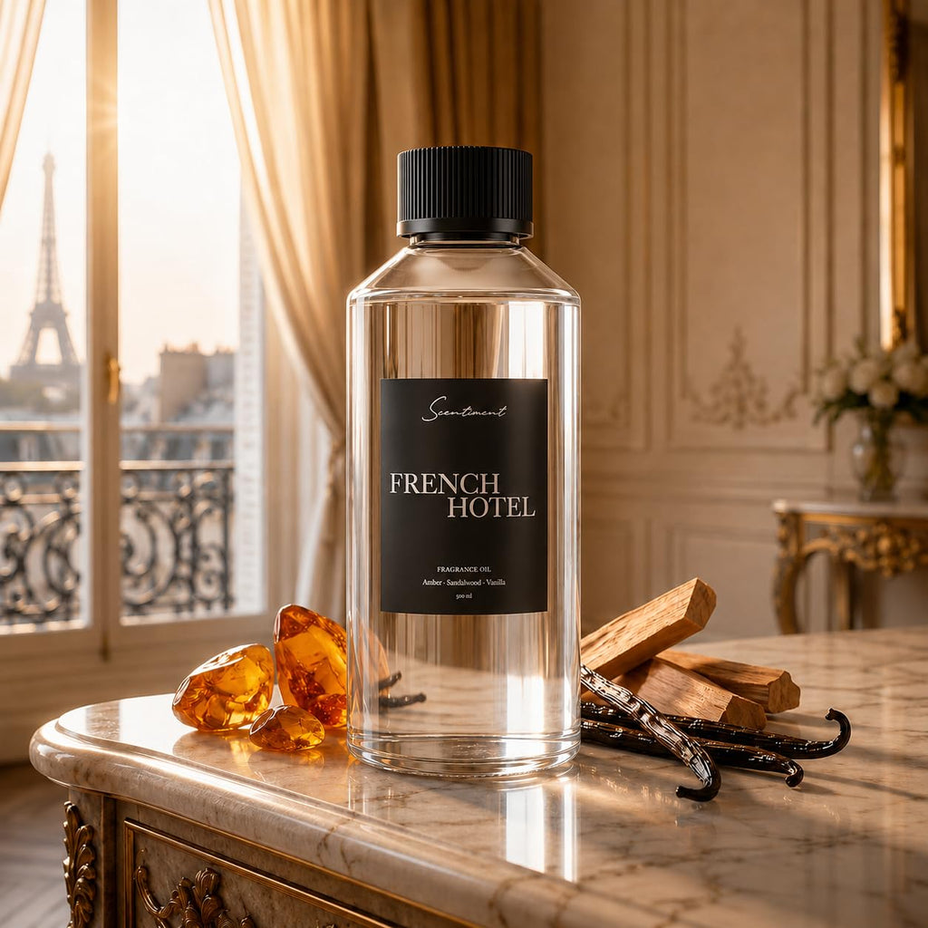 Scentiment French Hotel Diffuser Oil - Premium Hotel Scent with Notes of Clove, Patchouli & Sandalwood Home Scent, Aromatherapy Fragrance Oil Diffuser Refill - 0.68 fl oz (20 mL)
