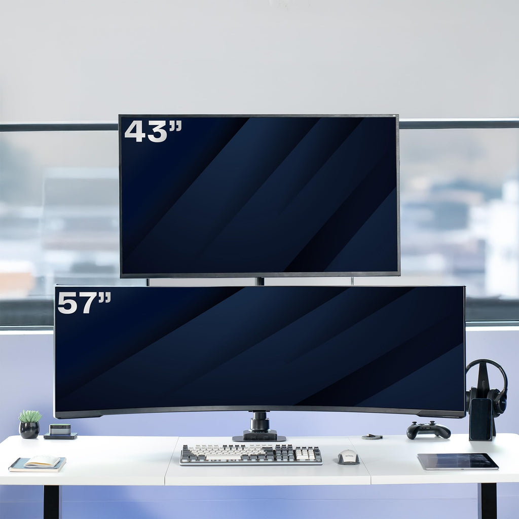 VIVO Dual Monitor Desk Mount Stand with Height Adjustment and VESA Plates for 2 LCD Ultrawide Screens up to 34 inches, Stacked Array, STAND-V002R