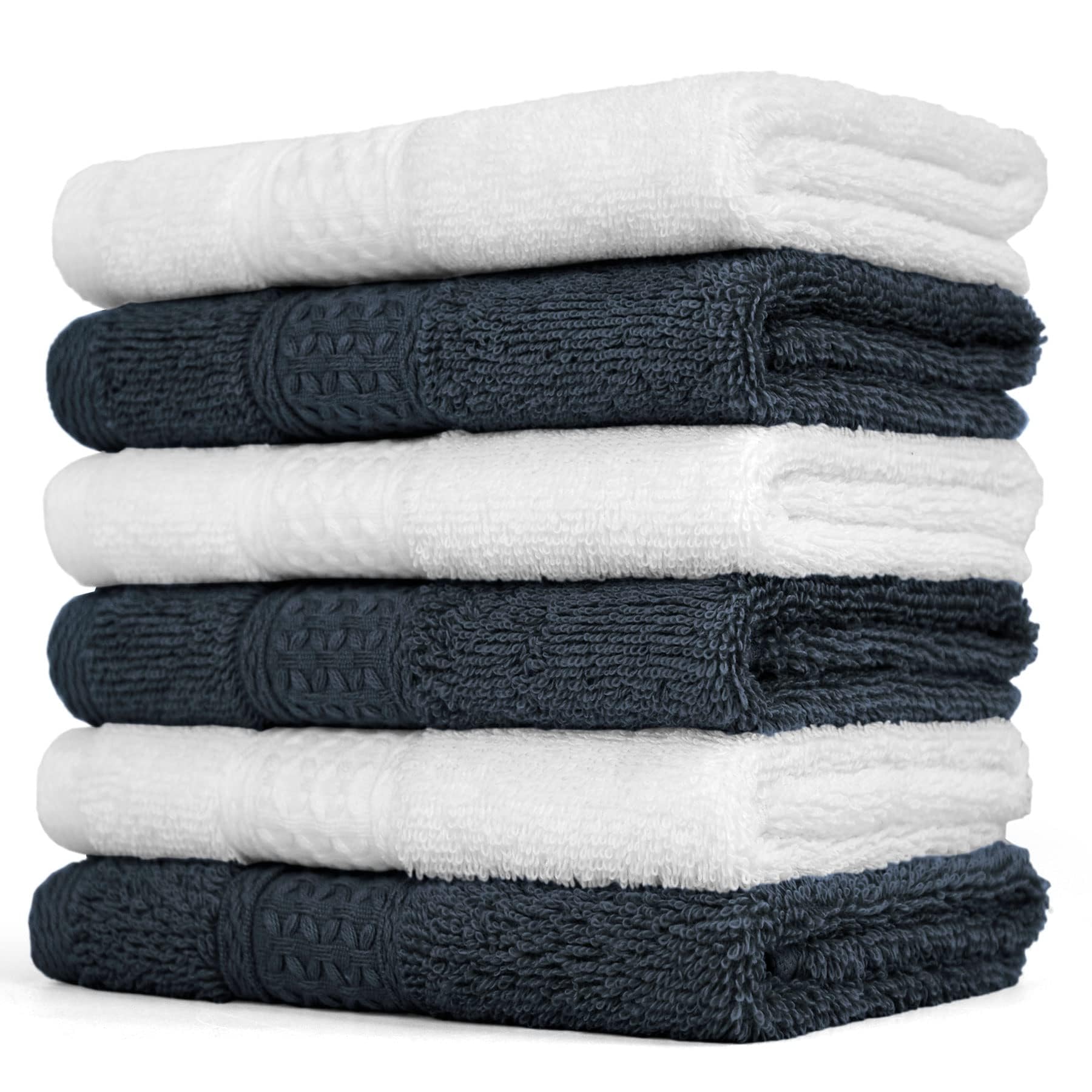 Cleanbear Face-Cloth Washcloths Set,100% Cotton, High Absorbent, 6-Pack 6 Colors, Size13 x13-deep Color