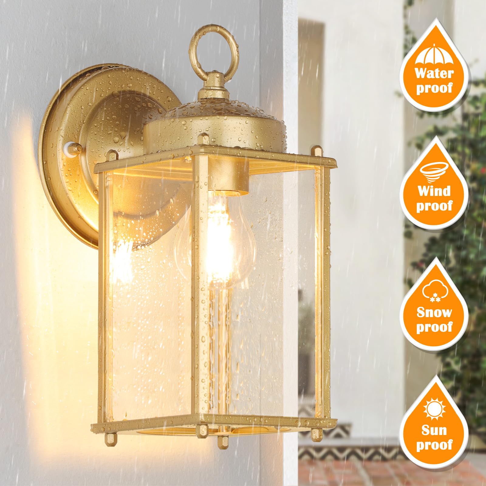 MATAMEYE Outdoor Wall Lantern, Exterior Dark Chocolate Waterproof Wall Sconce Lighting Fixture, Front Door Wall Lamp with Clear Beveled Glass, 2 Pack