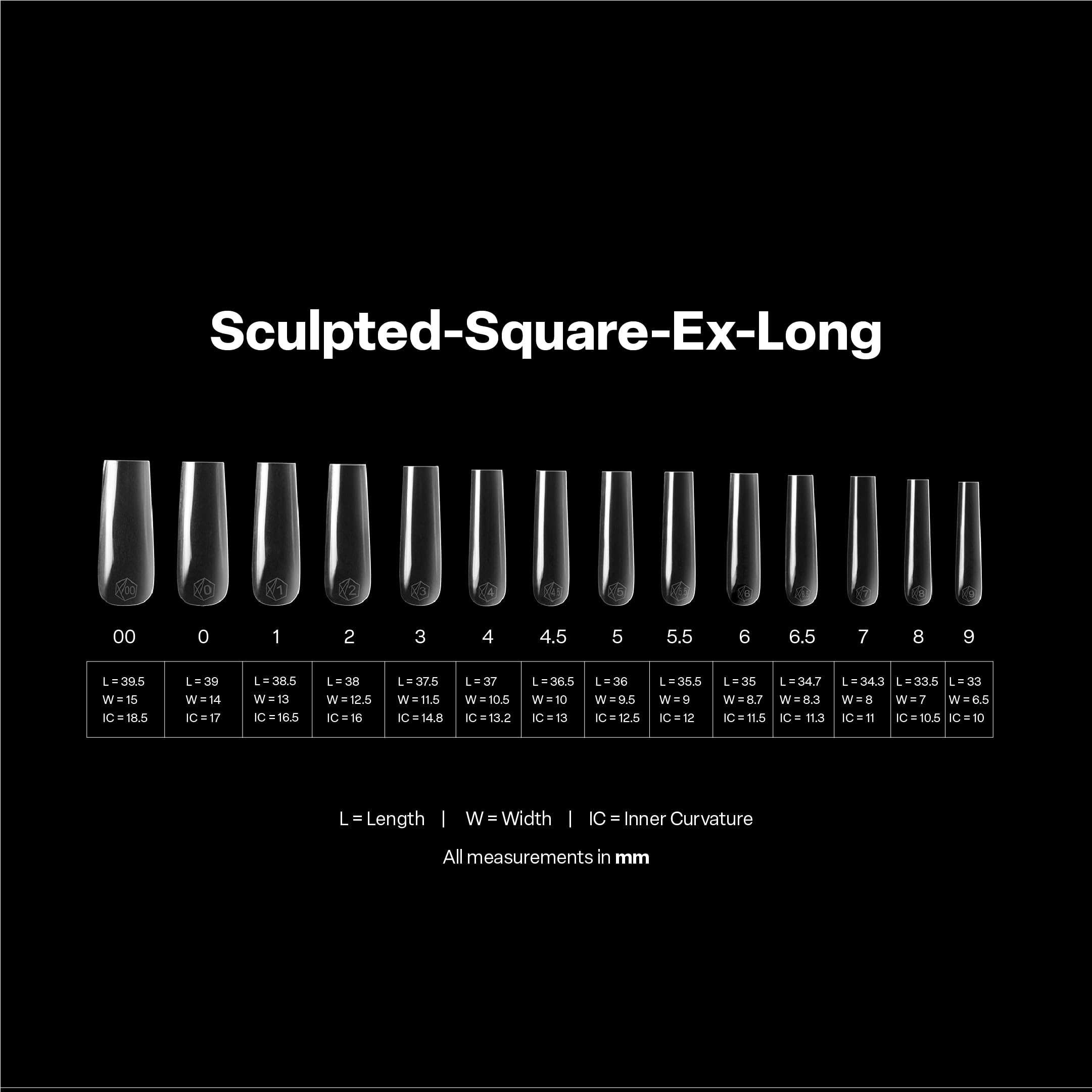 Aprés Gel-X® Square Box of Nail Tips | 280 Gel-X Tips, Soft Tips, 14 Sizes 00-9 | Half-sizes Included (Natural Square Medium, 280 Count)