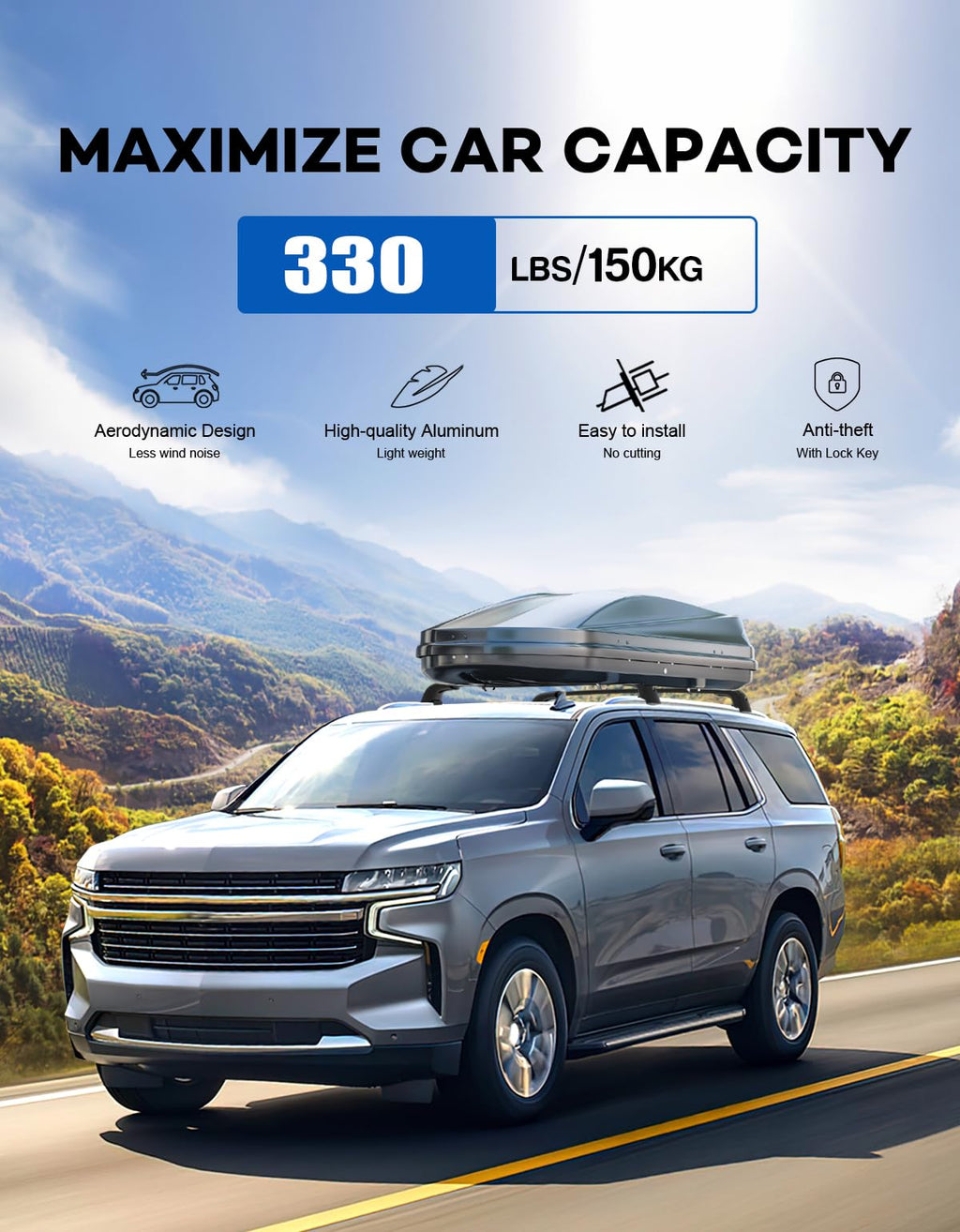 Wonderdriver 300lbs Roof Rack Cross Bars Compatible with Audi Q3 2012-2018, Heavy Duty Aluminum Lockable Roof Rails Crossbars Black Rooftop Cargo Carrier Luggage