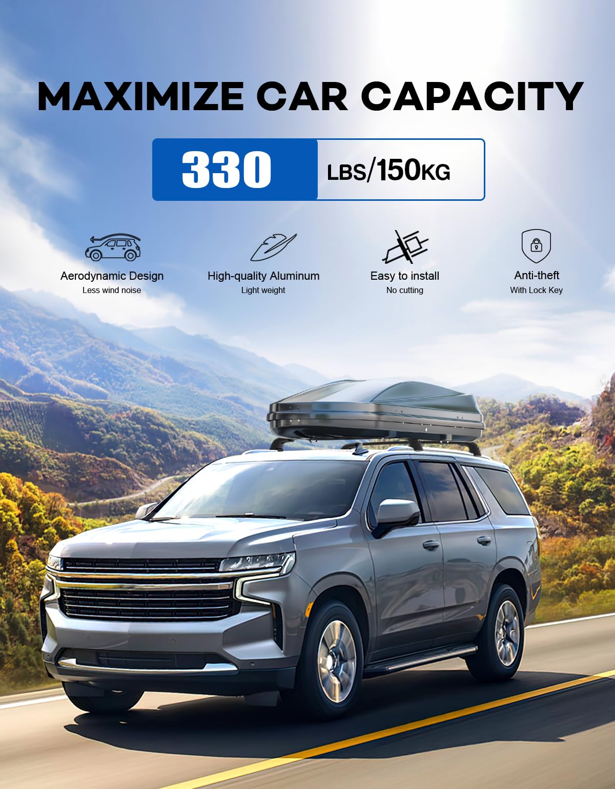 Wonderdriver 300lbs Roof Rack Cross Bars Compatible with Audi Q3 2012-2018, Heavy Duty Aluminum Lockable Roof Rails Crossbars Black Rooftop Cargo Carrier Luggage