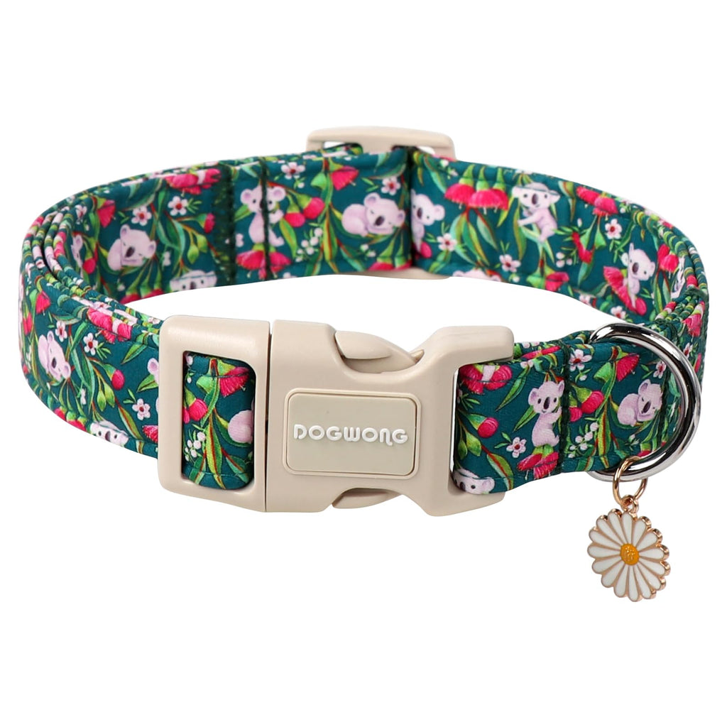 DOGWONG Cotton Dog Collar, Blue Plaid Heavy-Duty Dog Collar Durable Soft Boy Dog Collar Cute Wedding Puppy Necklace for Small Medium Large Dog