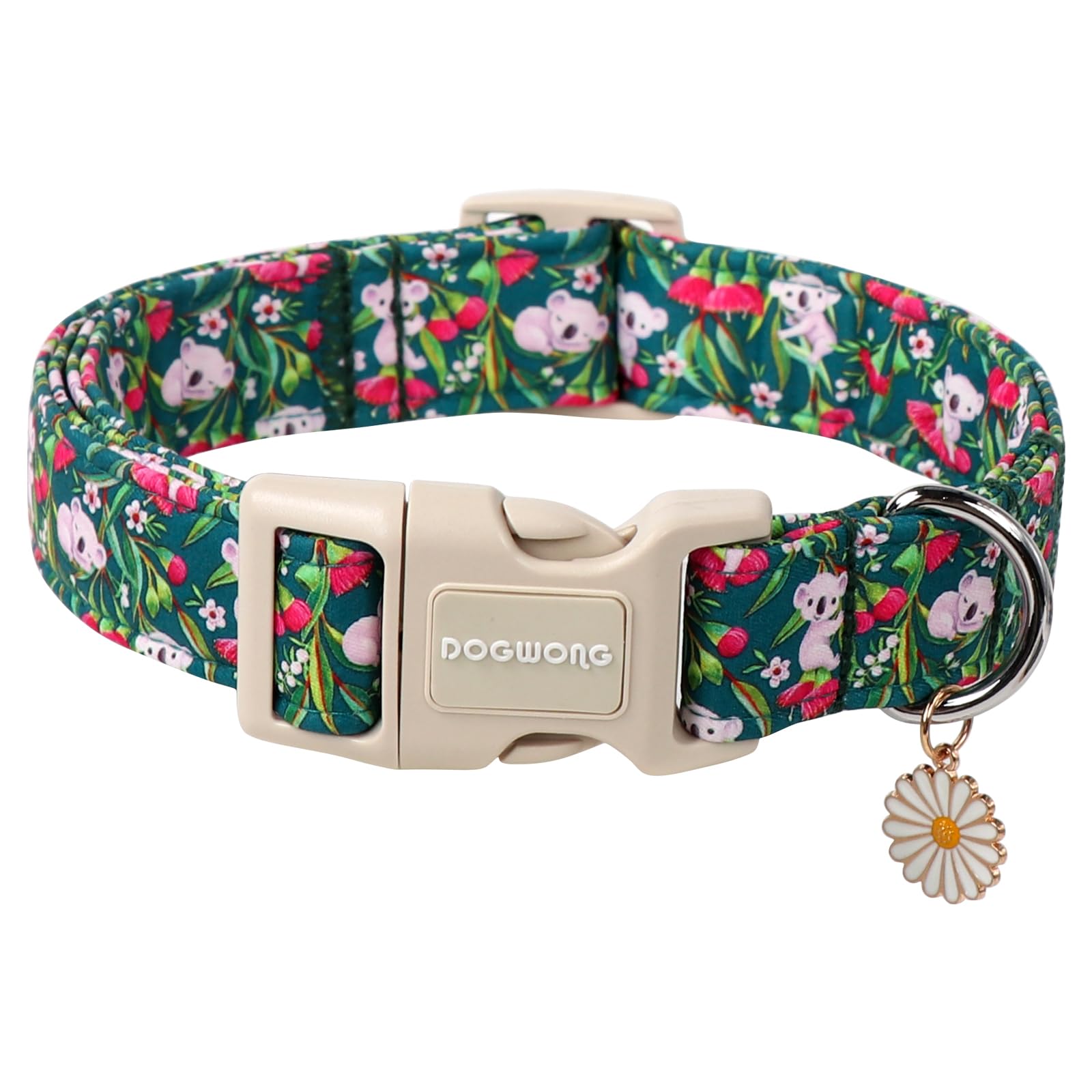 DOGWONG Cotton Dog Collar, Blue Plaid Heavy-Duty Dog Collar Durable Soft Boy Dog Collar Cute Wedding Puppy Necklace for Small Medium Large Dog