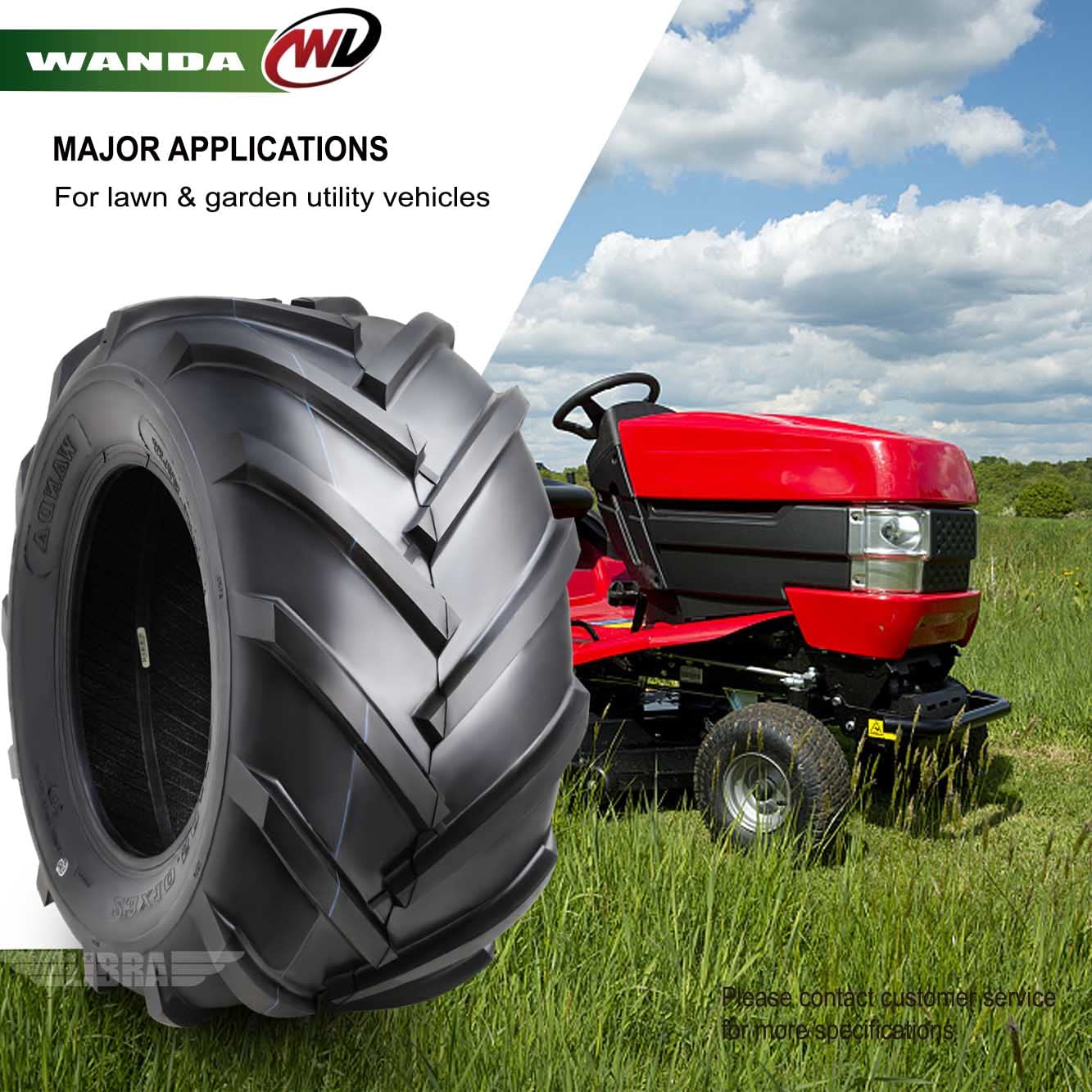 WANDA 11x4-5 Zero Turn Lawn Mower Utility Cart Turf Tire 11x4x5 11x4.00-5/4 Ply - 13204