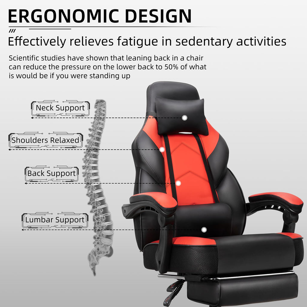Shintenchi Gaming Chair,Video Game Chair with footrest and Massage Lumbar Support,Height Adjustable Game Chair with 360°Swivel Seat Ergonomic Computer Chair with Headrest for Office or Gaming(Blue)