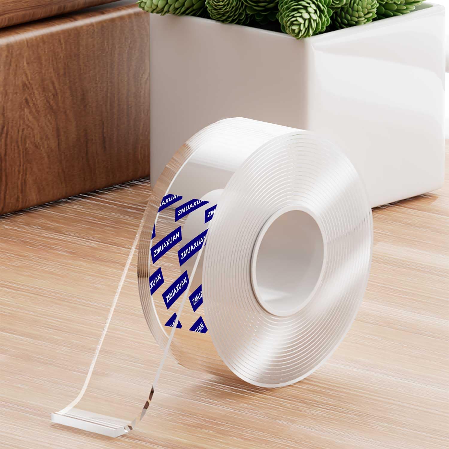 ZMUAXUAN Strong Nano Double Sided Tape Heavy Duty Mounting,Clear Removable Wall Sticky Adhesive Strips,Reusable Thick Gel Grip for Hanging Picture,Poster,Carpet,Photo