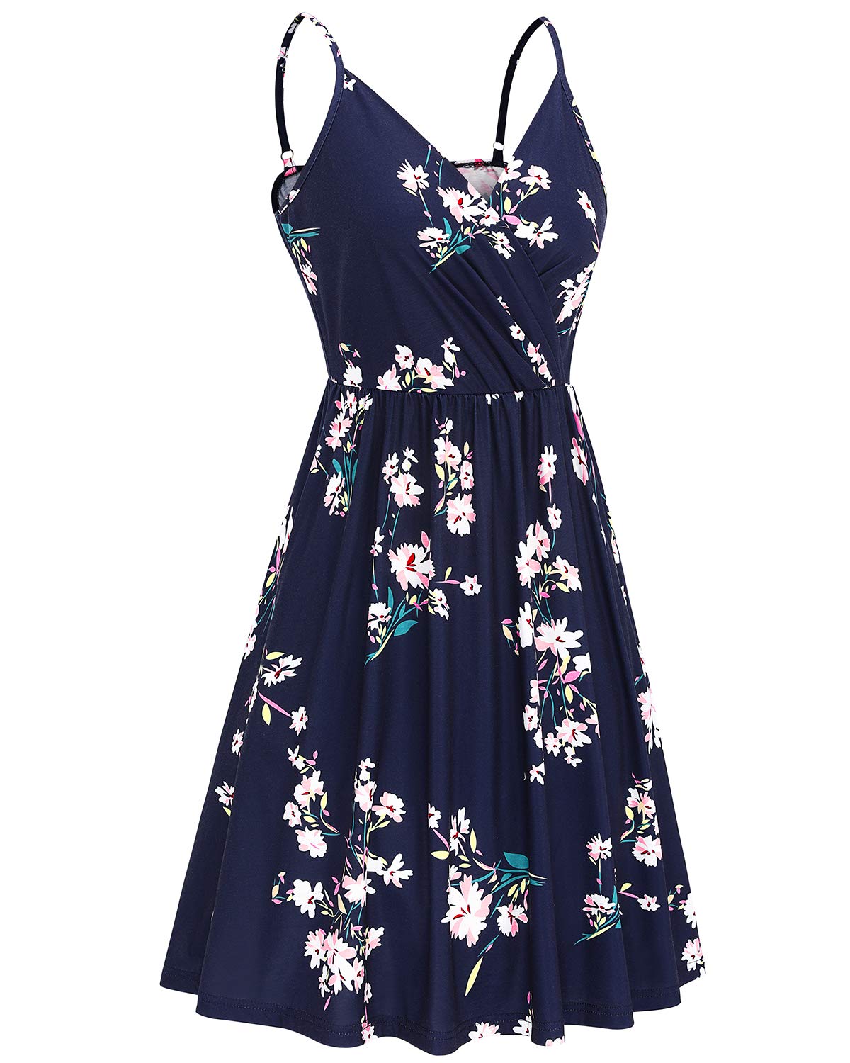 Newshows Women's Summer Dress 2025 Spaghetti Strap Sleeveless V Neck Casual Swing Sundress with Pockets