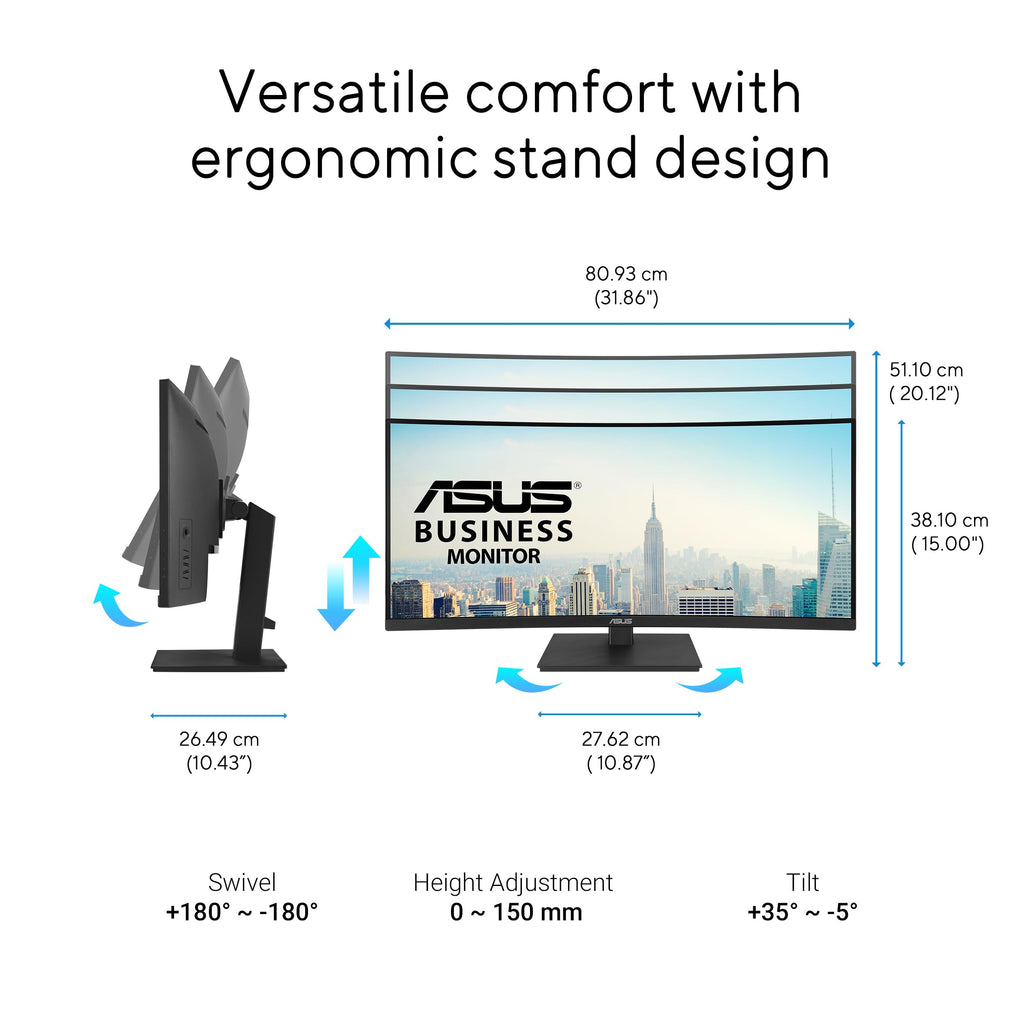 ASUS 22” Eye Care Monitor (VP229QF) – 100Hz, IPS, Full HD, 99% sRGB, Frameless, Adaptive-Sync, DisplayPort, HDMI, Low Blue Light, Flicker Free, Wall Mountable, 3 yr Warranty