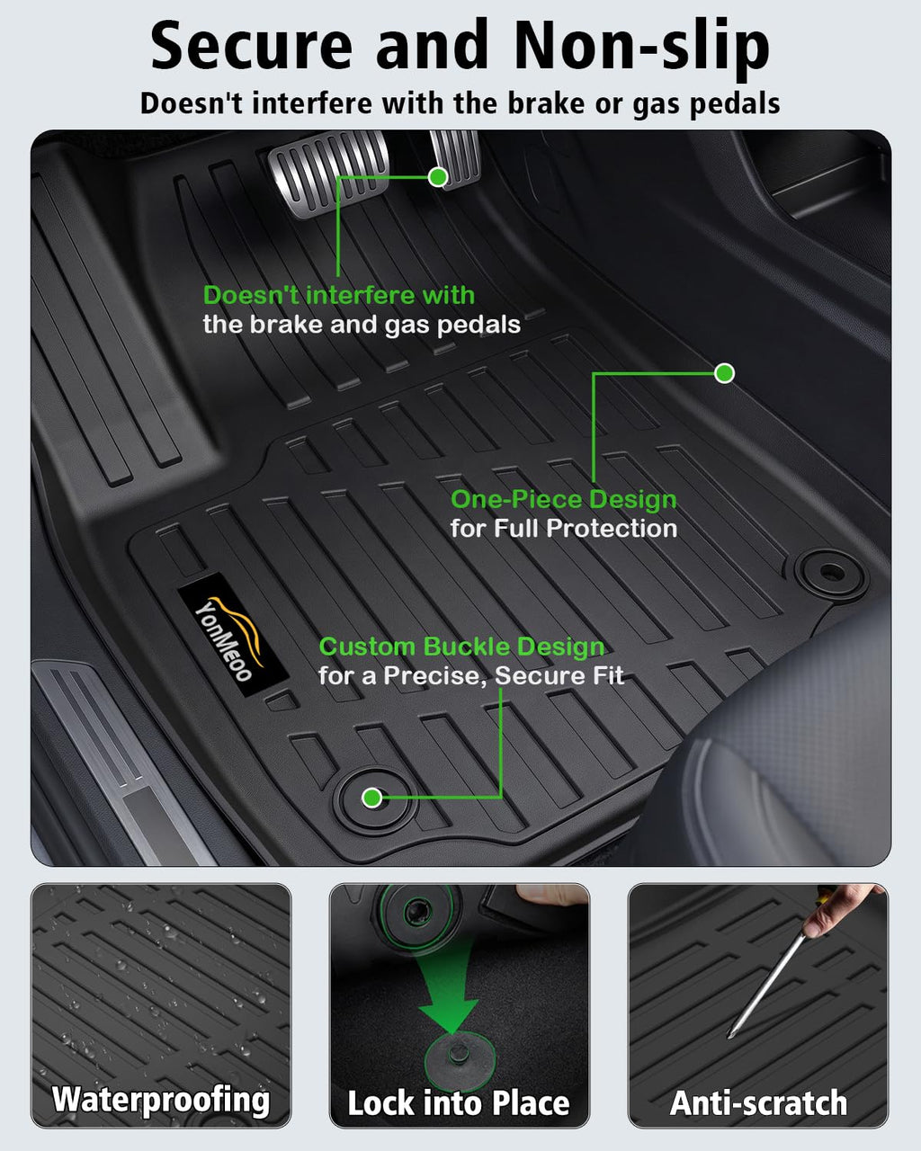 Floor Mats & Cargo Mat & Backrest Mat Custom for Toyota RAV4 Hybrid 2026 (Not for Cargo Area with Subwoofer) (Not for Phev), Door Sill Guards, All Weather TPE Floor Liners for RAV-4 2026 Accessories