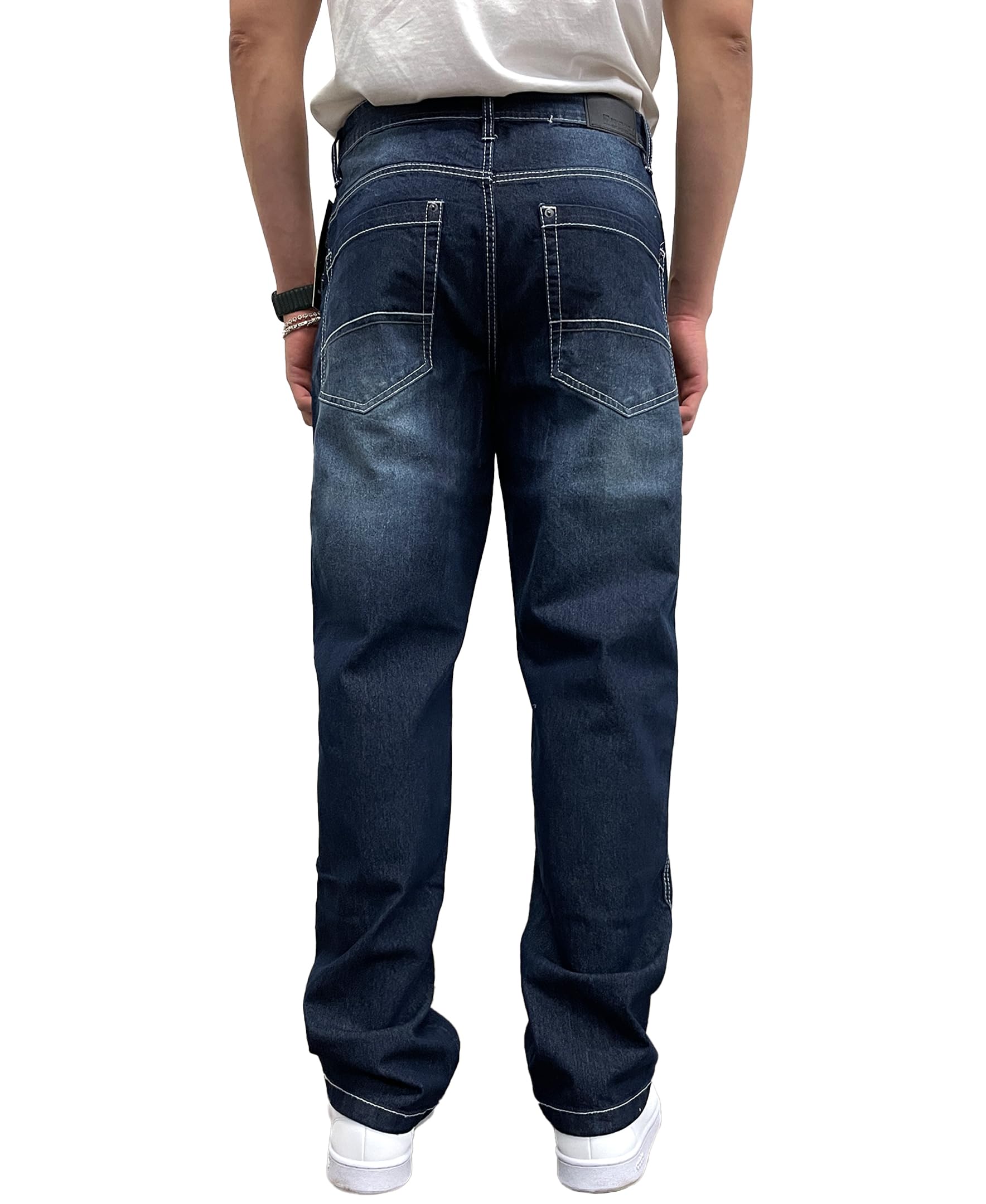 Southpole Mens Mid Rise Stretchable Straight Relaxed Fit Cross Hatch Denim Pants