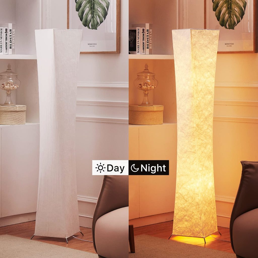 chiphy Floor Lamp, Dimmable 39" (XS) Tall Standing Lamp, 3 Levels Adjustable Brightness 12Wx2 LED Bulbs, Column Floor Light w/White Fabric Shade, Home Decor for Living Room, Bedroom, Kids Room