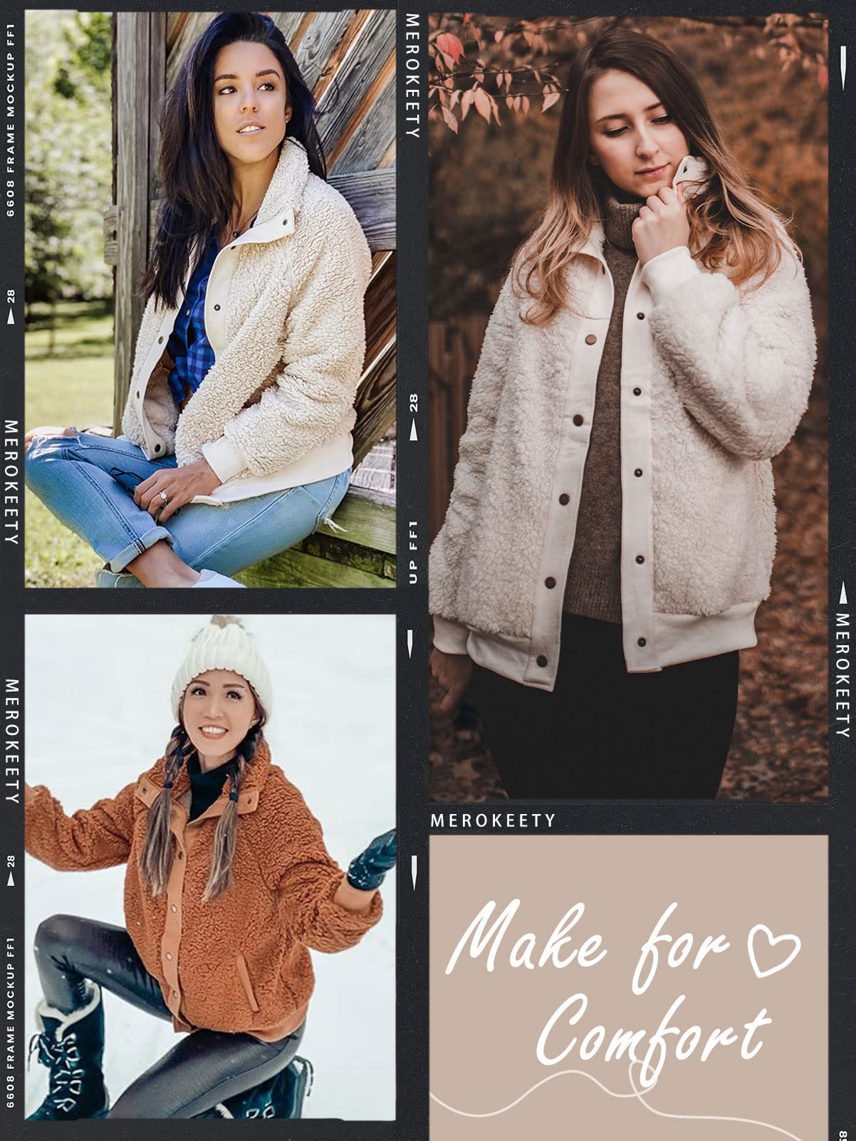 MEROKEETY Womens Fleece Sherpa Jacket Fall Winter Coats 2026 Fuzzy Button Down Warm Outerwear with Pockets
