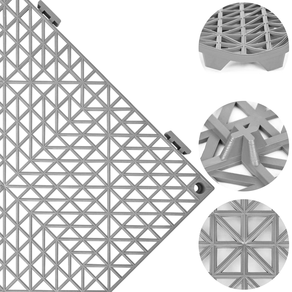 ToLanbbt Modular Interlocking Cushion 8P 11.8" x 11.8" Interlocking Rubber Floor Drain Holes Non-Slip Splicing Drainage Mats for Deck, Shower, Kitchen, Drain Pool, Sauna Bath, Indoor Outdoor (Black)