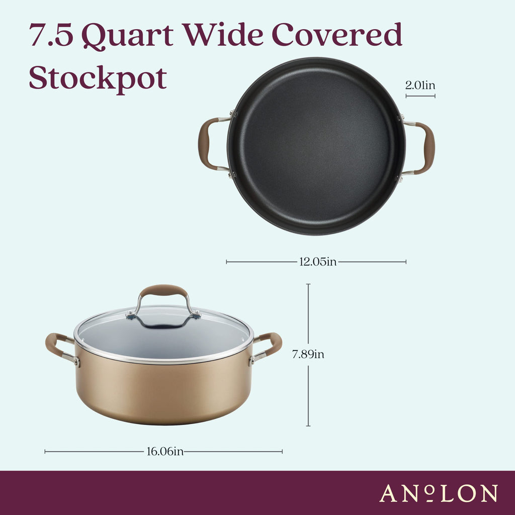 Anolon Advanced Home Hard Anodized Nonstick Sauce Pan/Saucepan with Straining and Lid, 2 Quart (2 Qt Straining Saucepan, Indigo)