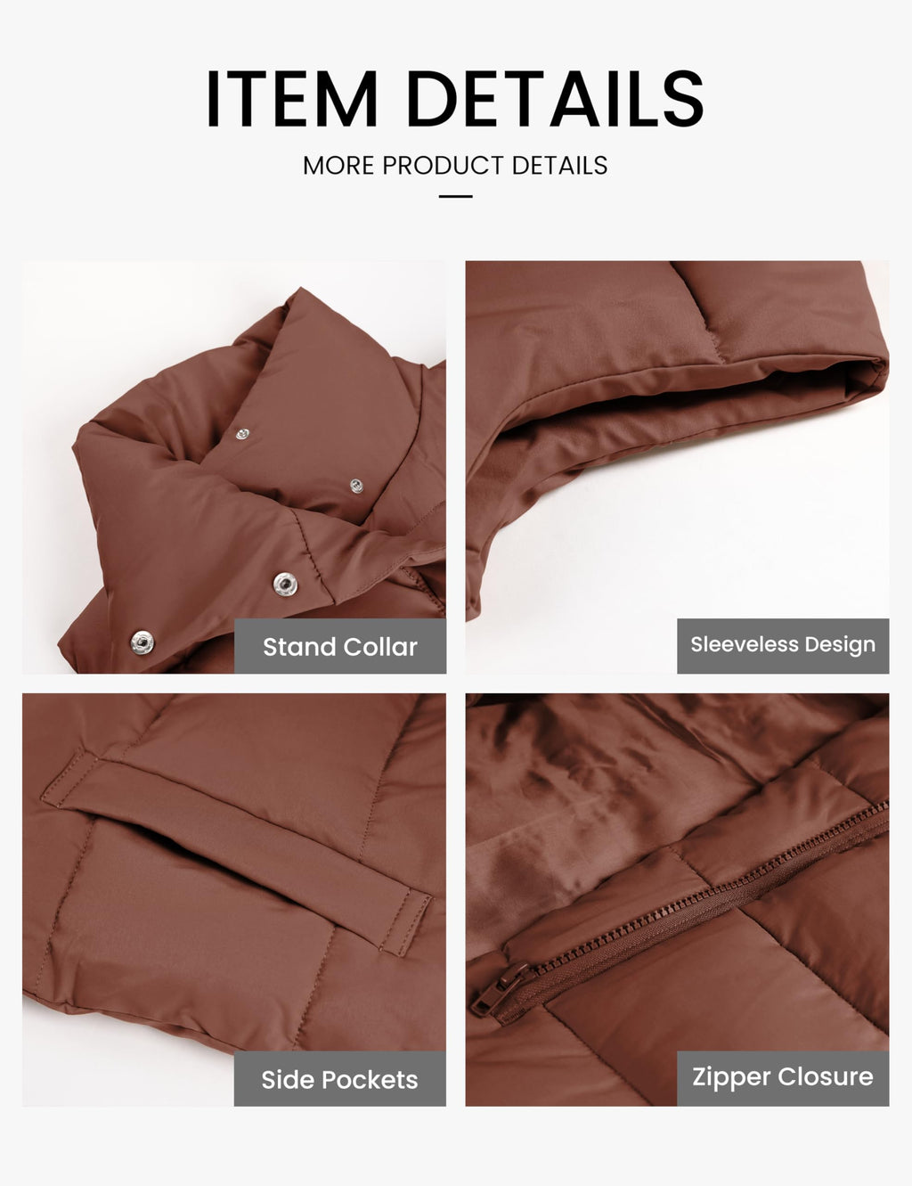 Himosyber Womens Puffer Vest Sleeveless Casual Loose Winter Warm Lightweight Stand Collar Down Jacket Coats