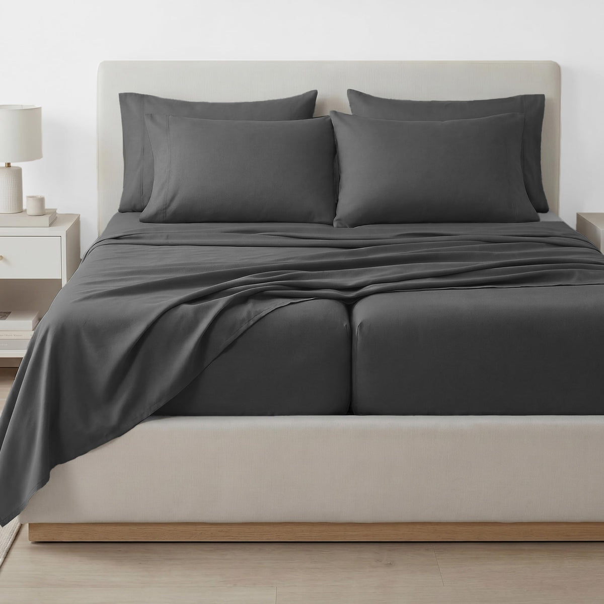 Southshore Fine Living, Inc. 4-Piece, 21-Inch Deep Pocket Twin Sheets Set with Fitted Sheet, Soft Microfiber, Oversized Flat Sheet, 2 Pillow Cases Standard Size, Hotel Collection Twin Bed White Sheets