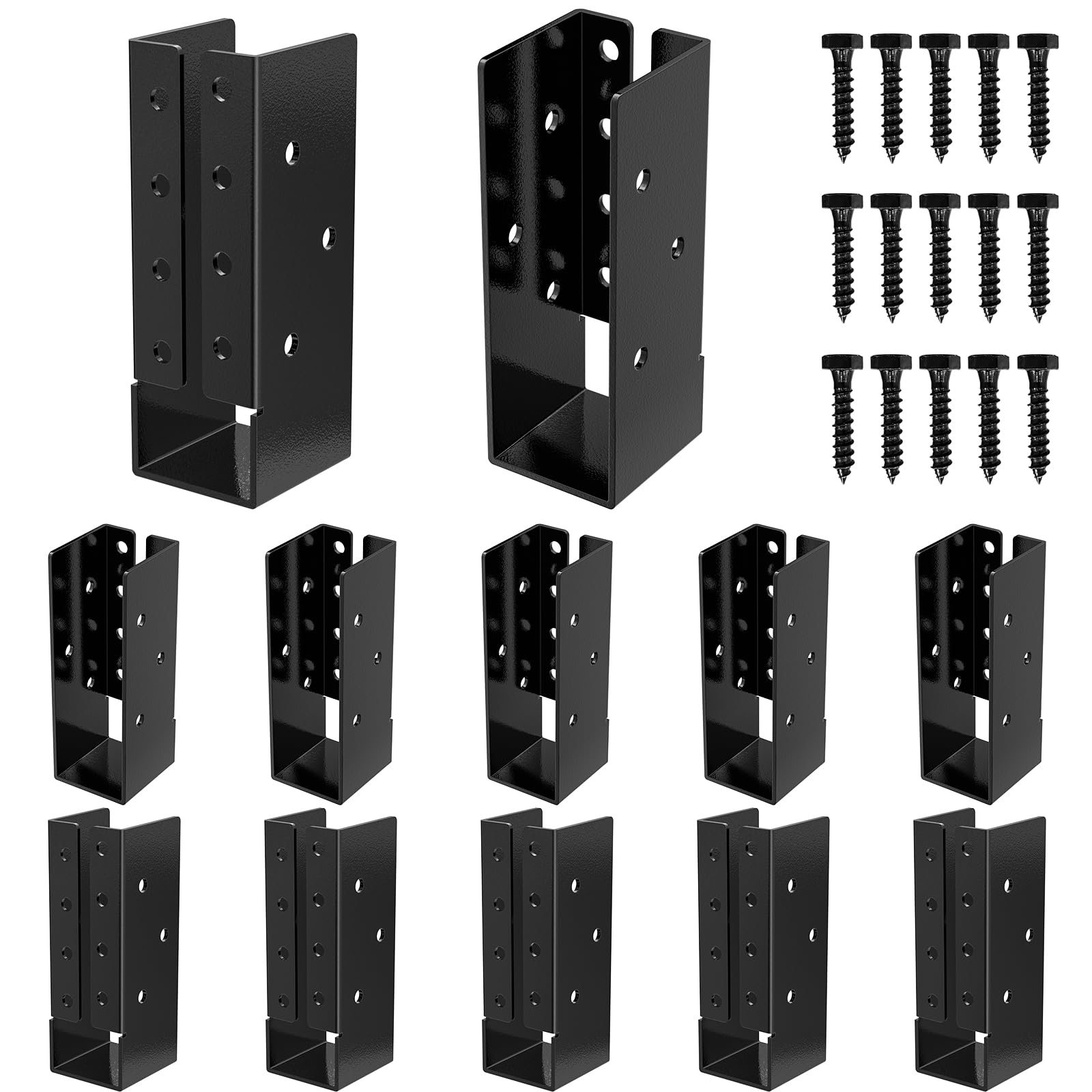 FMhotu Concealed Joist Hanger (1 Pack),4"x6" Outdoor Concealed-Flange Joist Bracket with Screws, Q235B Steel Powder Coated Concealed Mount Light Joist Hangers for 4"x6" Beam, Swing, Handrail, Fence