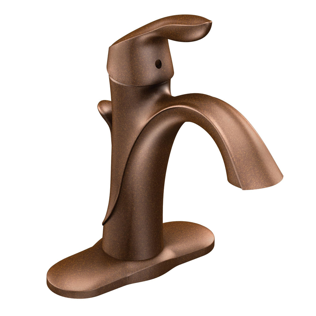 Moen Eva Brushed Nickel One-Handle Single Hole Bathroom Sink Faucet with Optional Deckplate and Available Vessel Sink Extension Kit, 6400BN