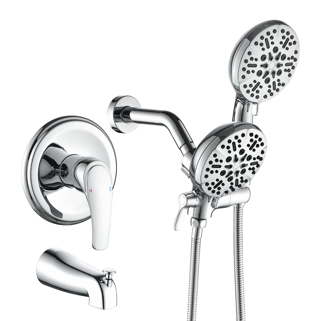 Shower Tub Kit Tub Shower Faucet Combo Set Bathtub Faucet Set Shower System with Tub Spout Shower Valve and Trim Kit Shower Fixtures Brushed Gold
