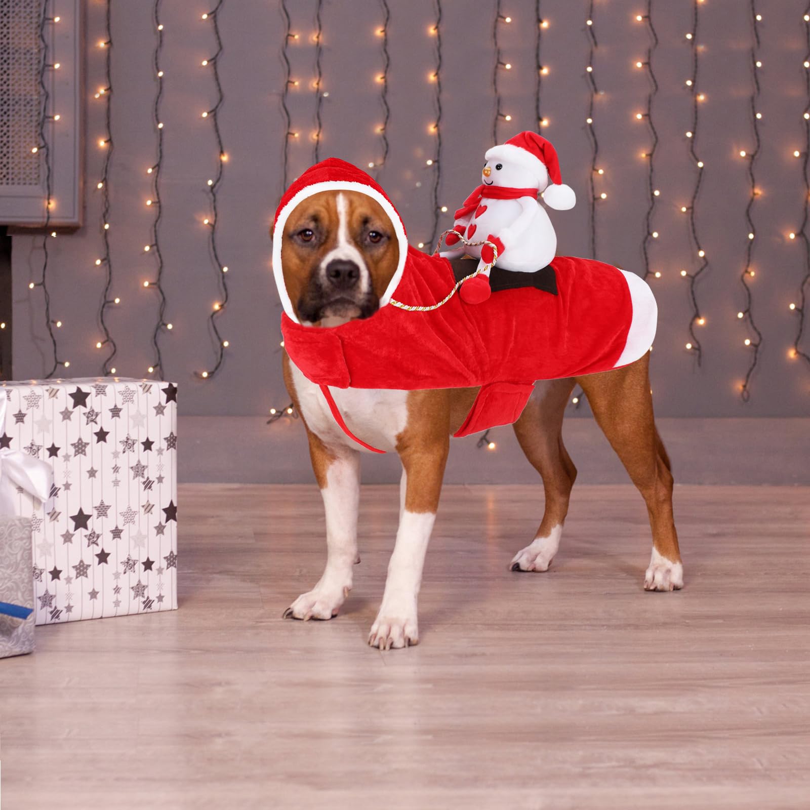 BWOGUE Santa Dog Costume Christmas Pet Clothes Santa Claus Riding Pet Cosplay Costumes Party Dressing up Dogs Cats Outfit for Small Medium Large Dogs Cats