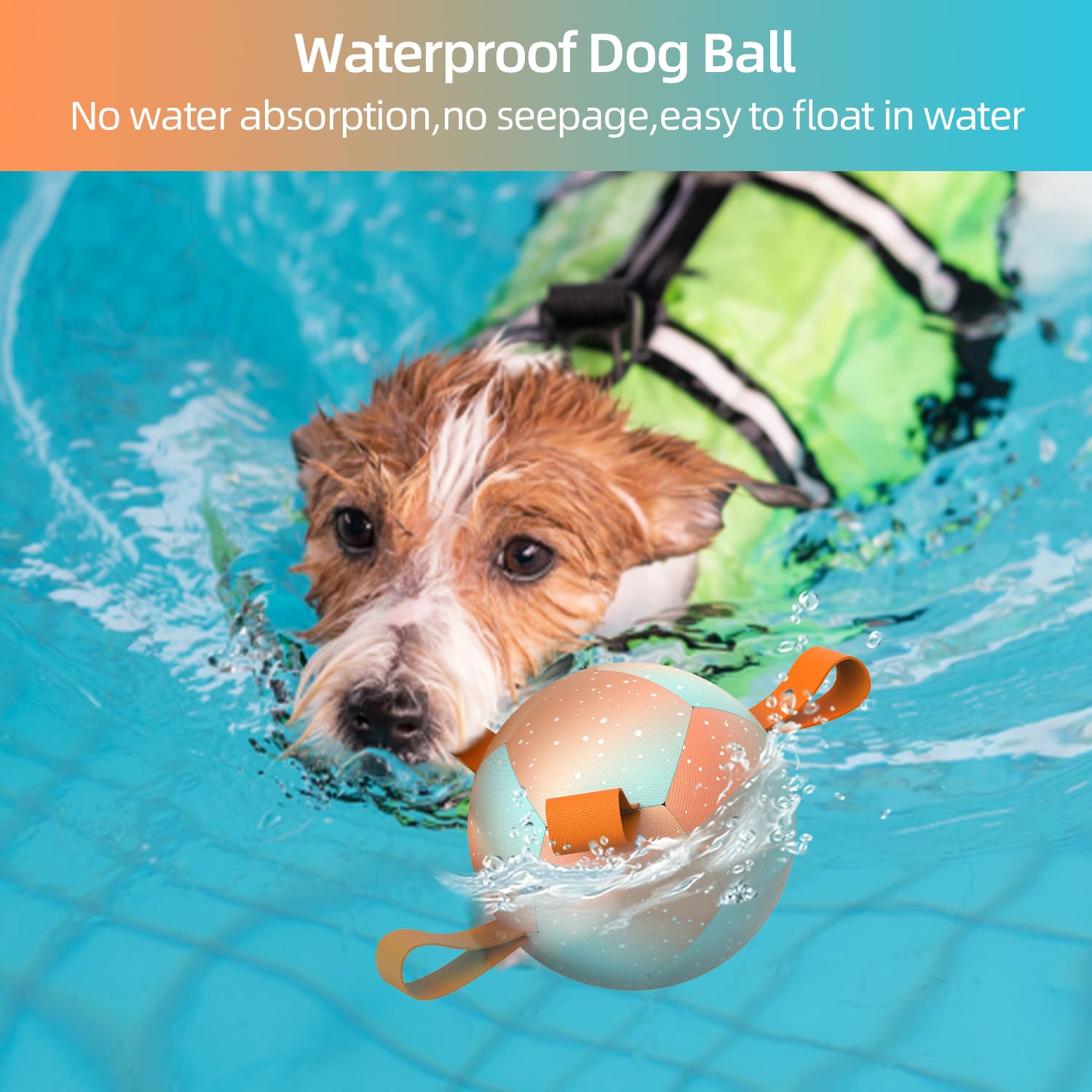 QDAN Dog Toys Soccer Ball with Straps, Durable Dog Balls for Tug of War, Puppy Birthday Gifts, Dogs Water Toy Small Dogs-Rainbow（5 Inch）