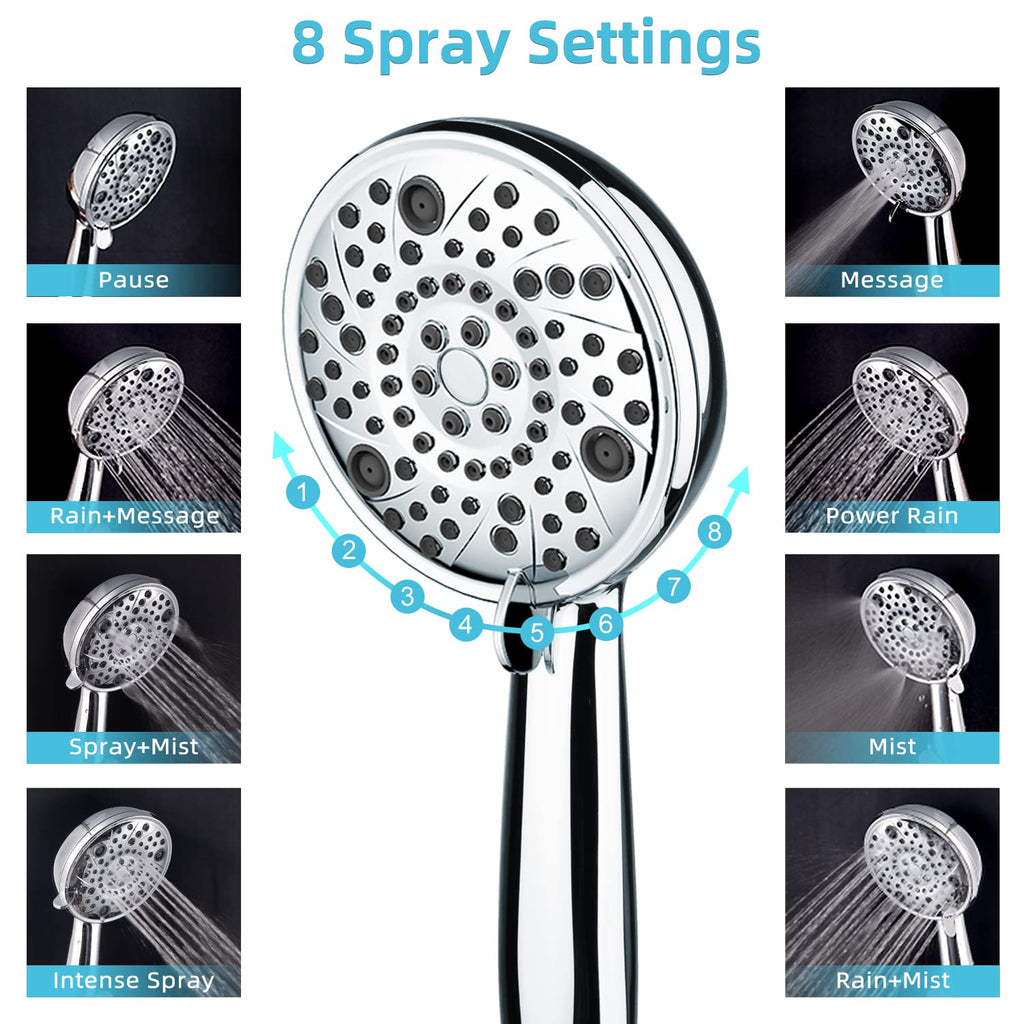 EMBATHER Shower Faucets Sets Complete, with 3 Setting High Pressure Shower Head Combo, Bathroom Wall Mounted Rainfall Shower System Fixtures with 8-Mode Handheld Spray, Brushed Nickel
