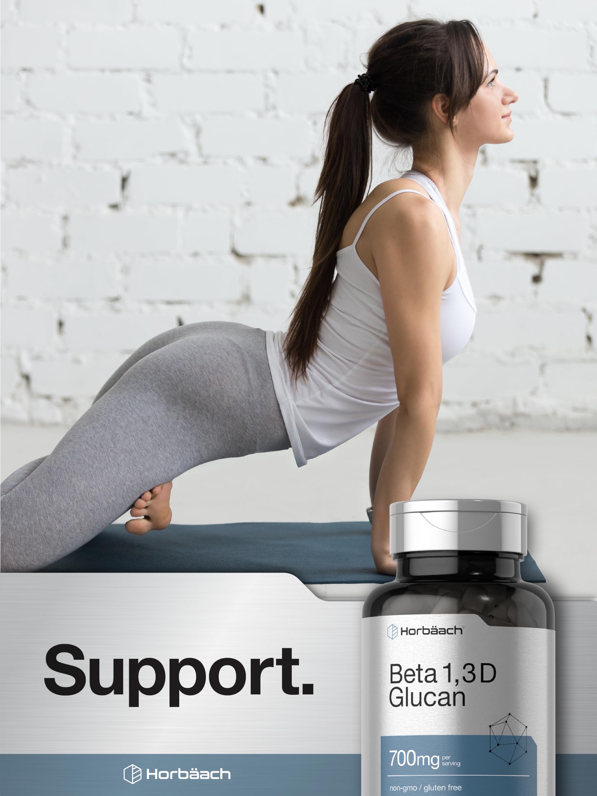 Horbäach Beta Glucan 1 3D 700 mg | 90 Capsules | Beta 1,3, 1,6 D Glucan | Non-GMO, Gluten Free Supplement