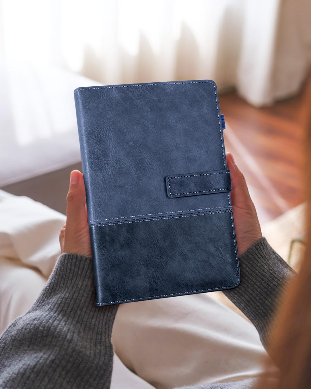 Leather Notebook Journal with Pen, A5 Lined Hardcover Notebook with Magnetic Closure, 240 Pages Daily Journal for Men Women, Ruled Journals Notebooks for Work, Writing, Note Taking - Black