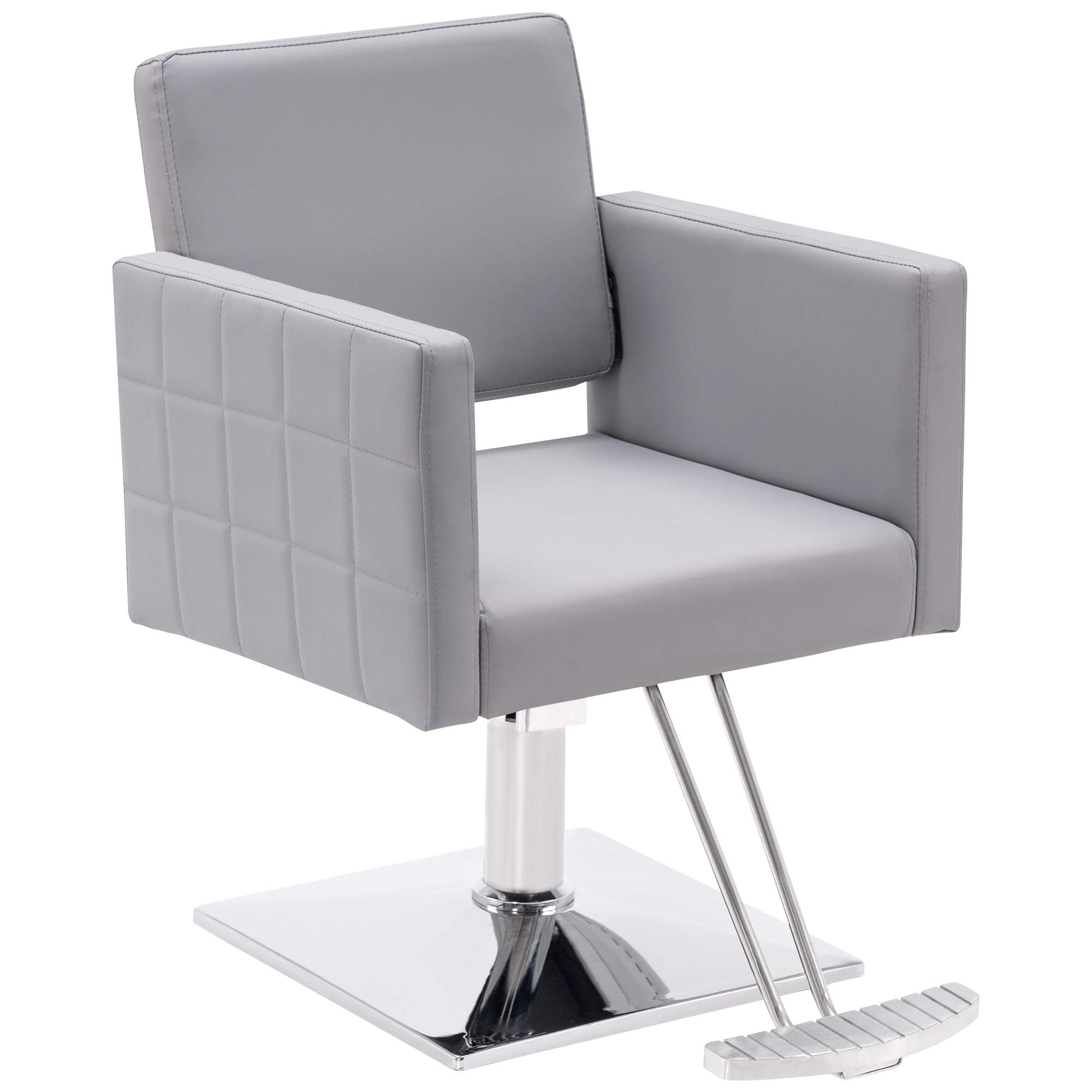 BarberPub Salon Chair for Hair Stylist, Hydraulic Stylist Chair, Adjustable Height, PVC Leather, 360 Degrees Swivel, Barbershop, Home Salon, Adult 8821 (Black)