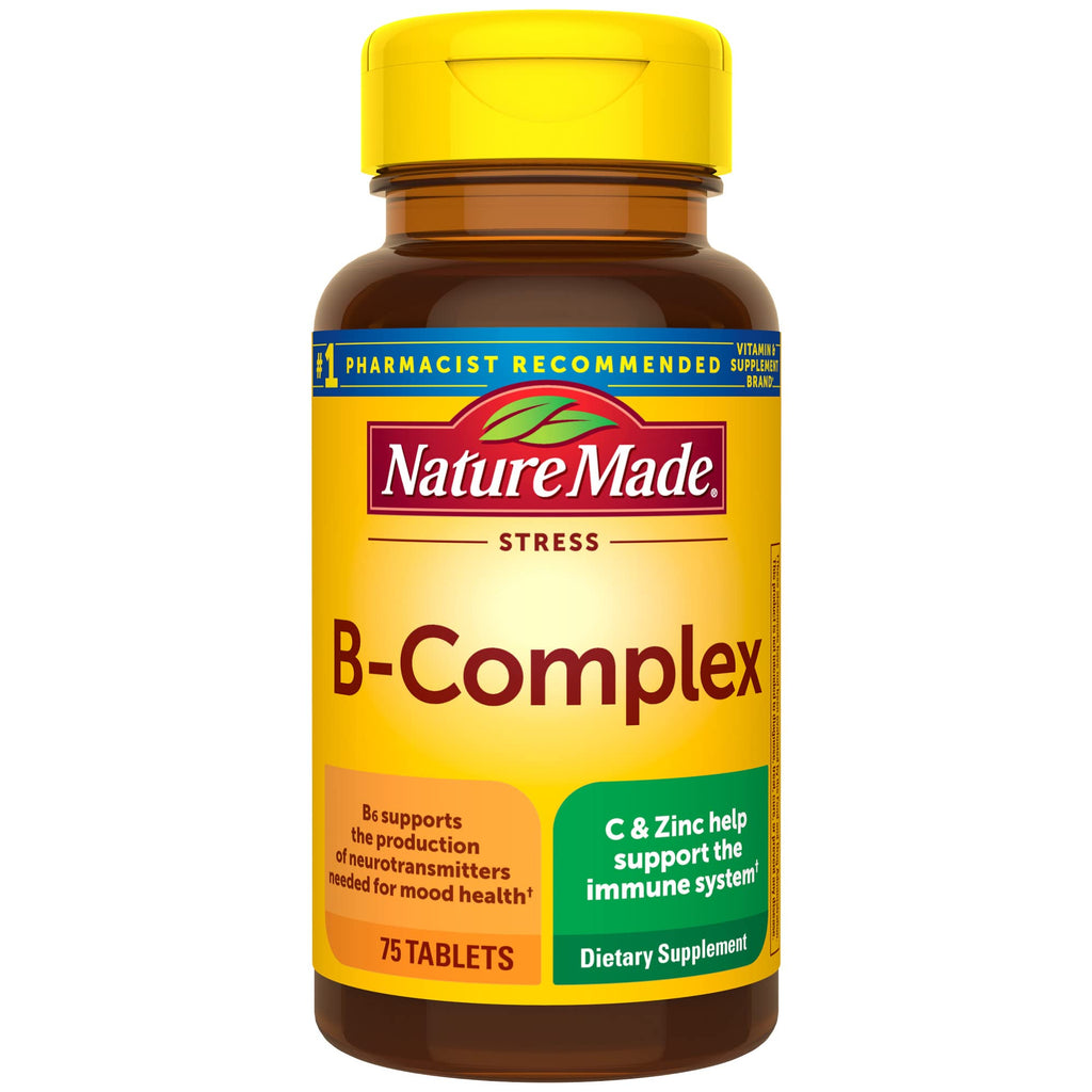 Nature Made Stress B-Complex Dietary Supplement Tablets with Vitamin C & Zinc 75 ea (Pack of 6)