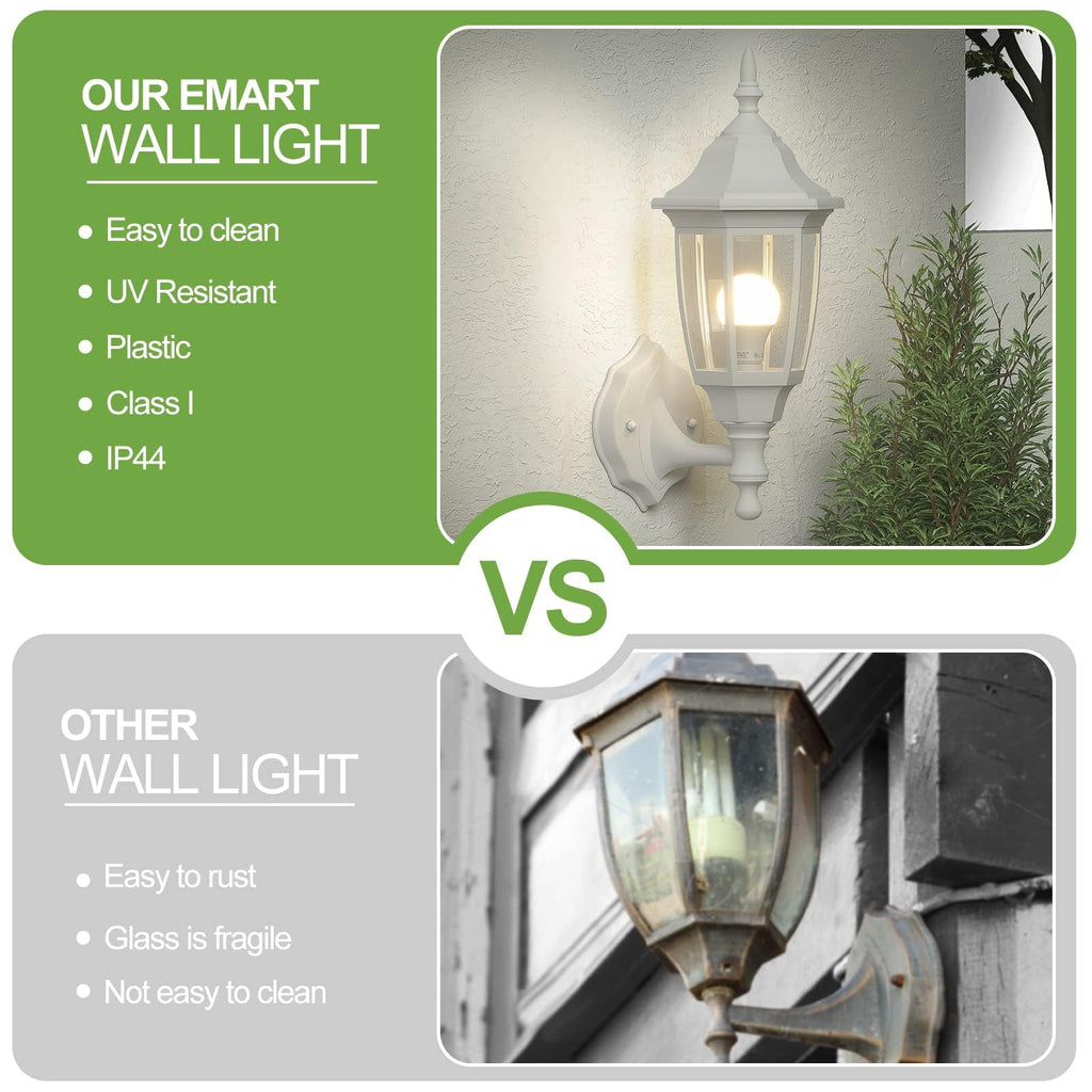 EMART Dusk to Dawn Plastic Outdoor Wall Light Fixtures with Bulbs, Waterproof and Anti-Corrosion Porch Sconces, Exterior Lanterns Wall Mount Lamp for Outside, Garage, Front Door, Patio, 1 Pack, Black