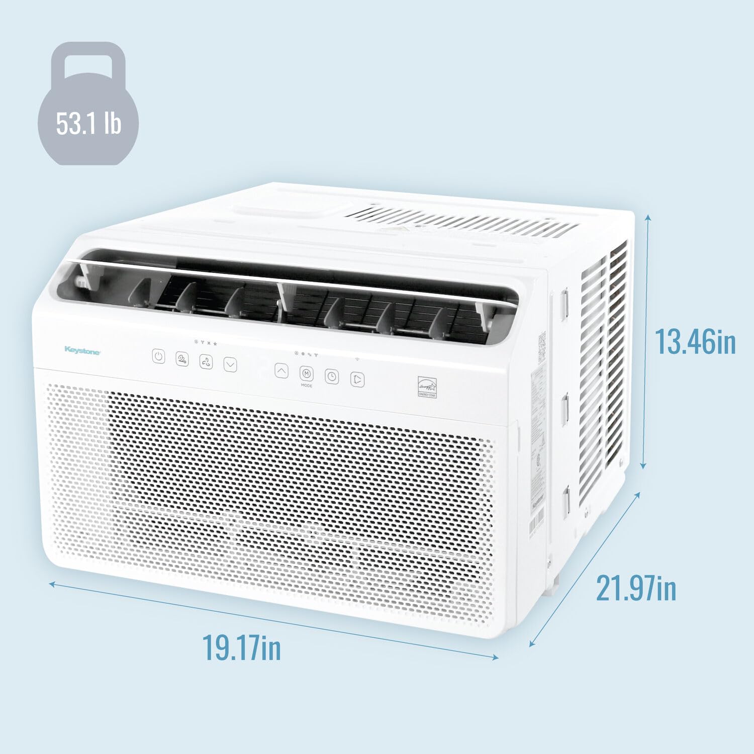 Keystone Energy Star 8,000 BTU Window Mounted Inverter Air Conditioner with Quiet, High Efficiency Operation and Remote, Window AC Unit for Apartment, Living Room, Medium Rooms up to 350-Sq.Ft.
