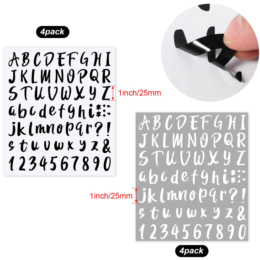 Outus 576 Pieces 8 Sheets Letters Stickers Self Adhesive Vinyl Letter for Graduation Cap Alphabet Number Stickers Mailbox Numbers Sticker, Decals for Classroom Decor Sign Door(Black,1 Inch)